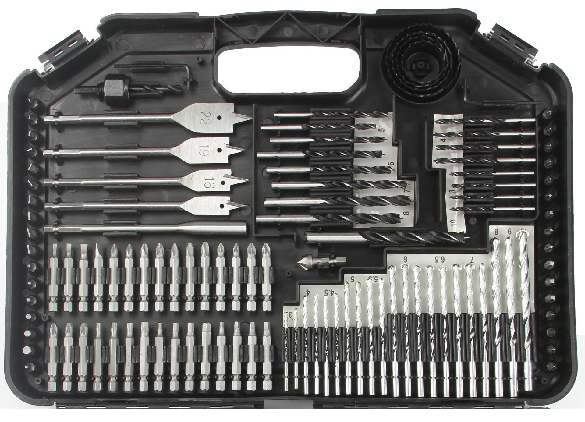 Juego de accesorios para taladro | 246 piezas | brocas para madera metal hormigón adaptadores | con maletín