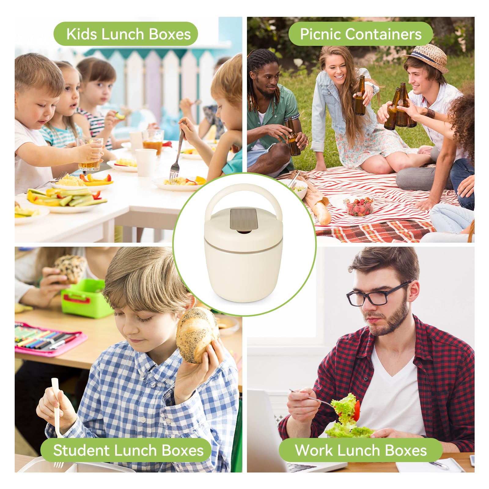 OTraki Thermos per Alimenti Caldi, Contenitore Termico per Alimenti Caldi, Lunch Box Termico con Cucchiaio Pieghevole, Porta Pranzo Termico per Bambini e Adulti, Ideale per Zuppe e Porridge