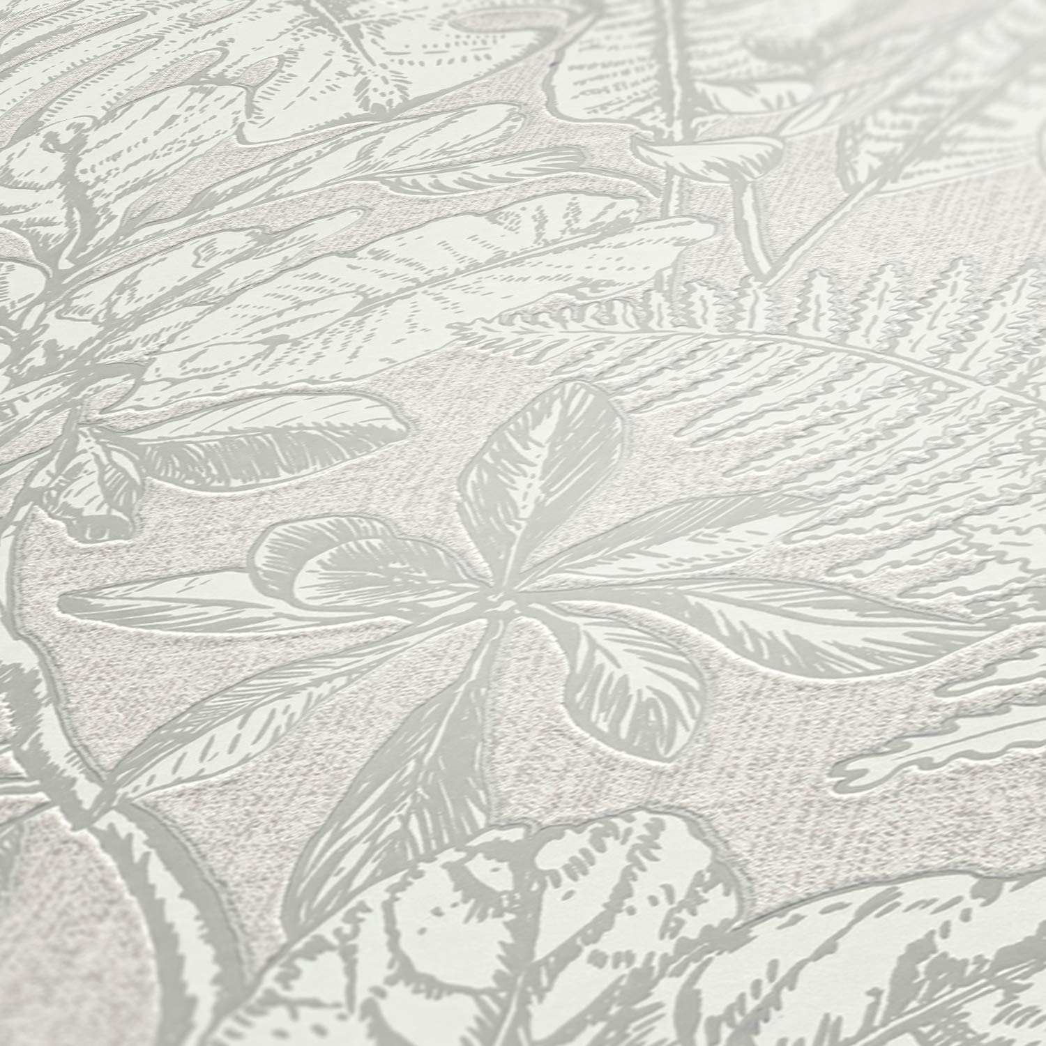A.S. Création Papel Pintado Tropical Papel pintado tejido no tejido 10.05 m x 0.53 m Gris Blanco Fabricado en Alemania 375201 37520-1