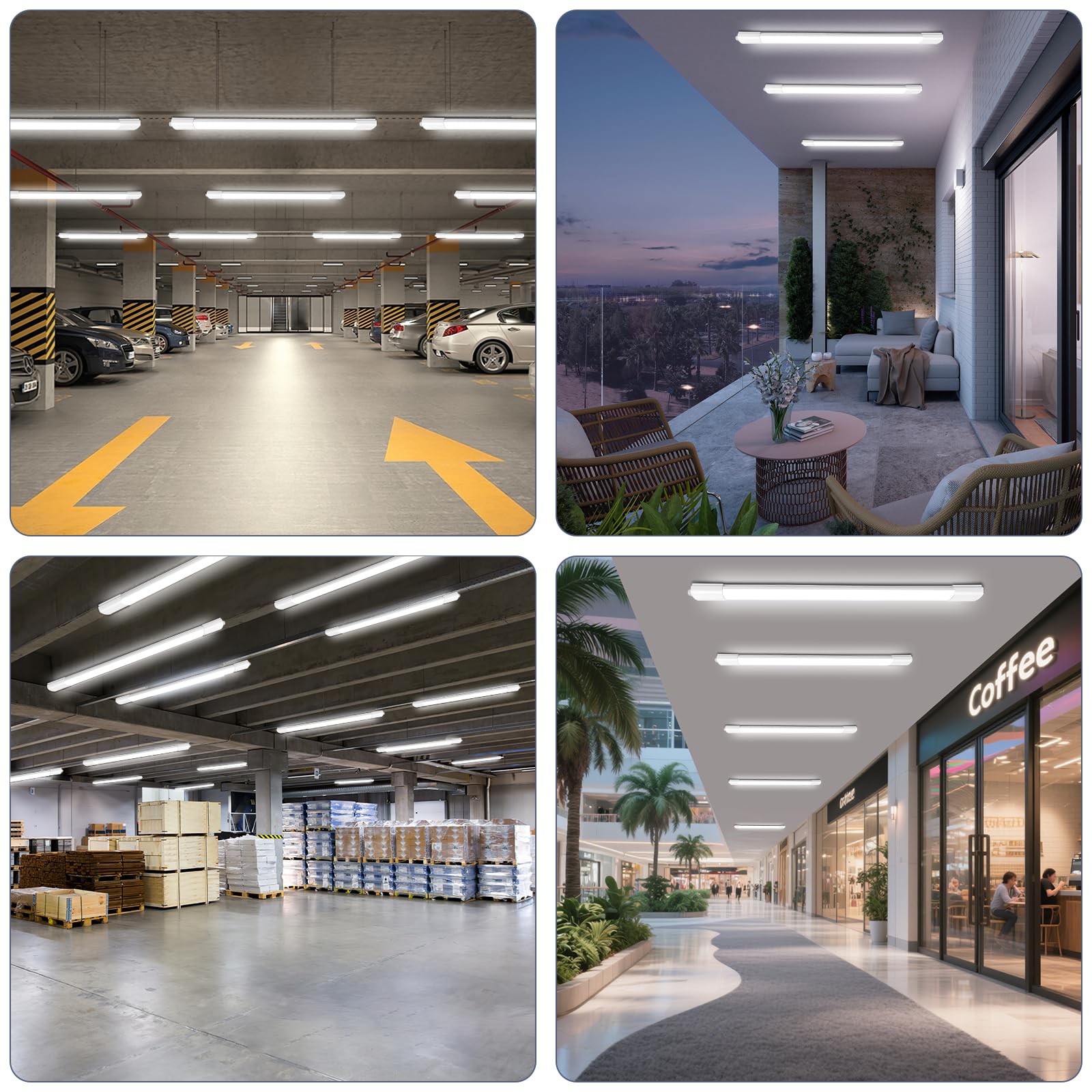 LED Feuchtraumleuchte 60CM mit 20W 2200LM, Deckenleuchte Feuchtraum Flach Feuchtraumlampe Wasserdicht IP65, 4000K Neutralweiß Werkstattlampe, Kellerleuchte, Wannenleuchte für Büro Garage Lager