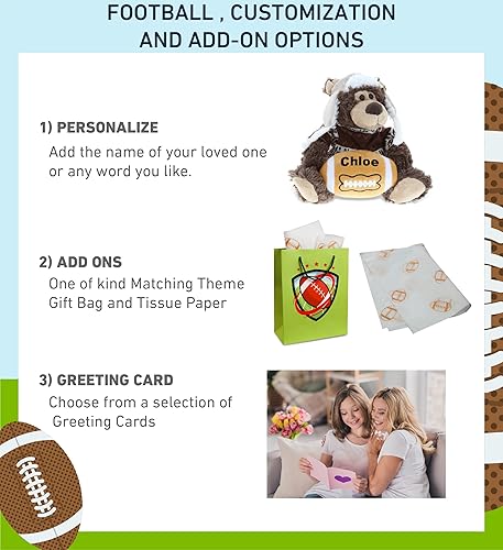 Miniatura 2 de DolliBu Oso Grizzly con ropa de peluche y peluche de fútbol – Oso suave para abrazar, adorable juguete de peluche para jugar, lindo regalo de vida