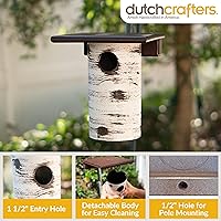 Vista 5 de DutchCrafters Pole Mount Gilbertson Bluebird House with Removable Base, Durable Weatherproof Birdhouse Blue Bird Nesting Box for Outdoors