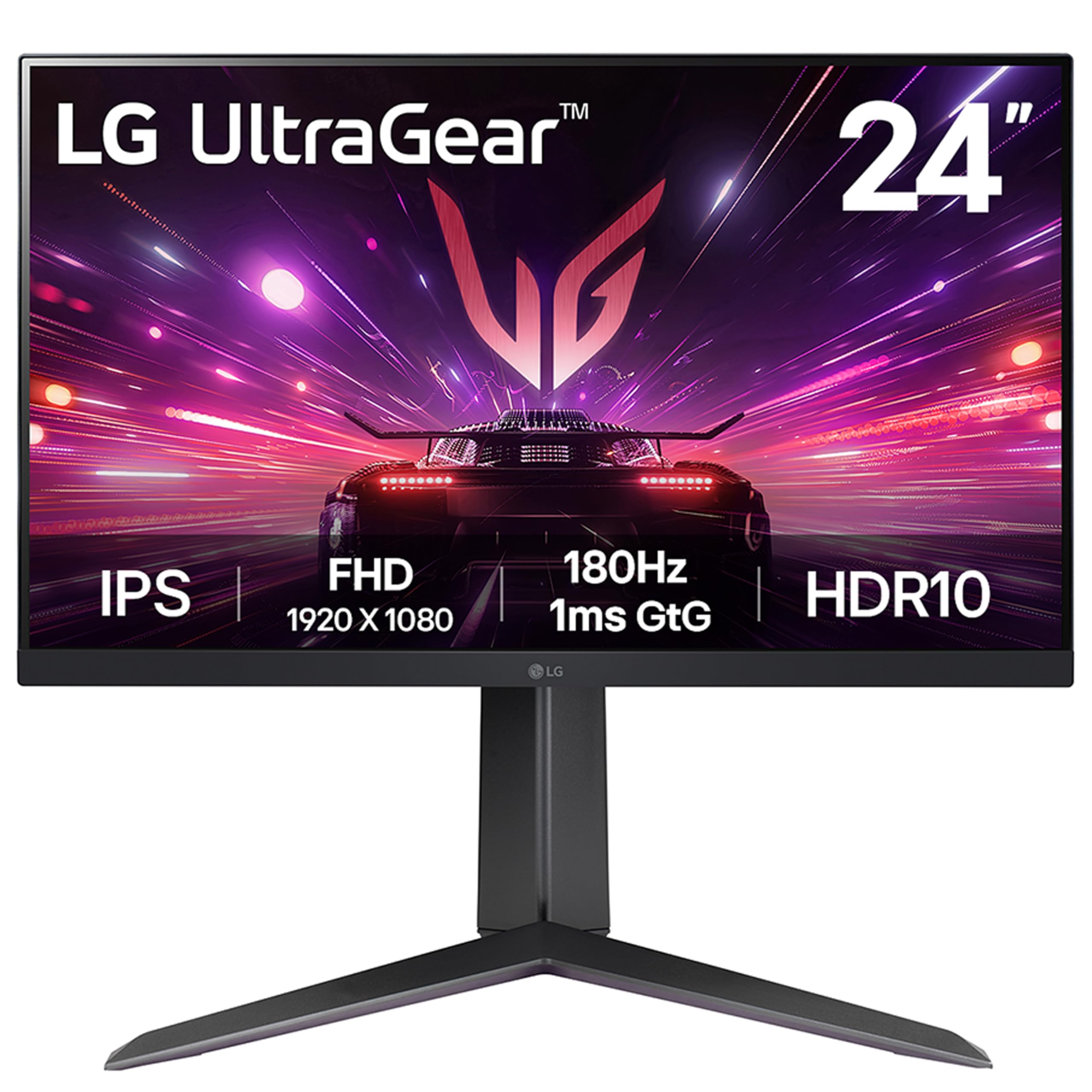 Ultragear Gaming Monitor 24GS65F, 24 Inch, 1080p, 180Hz, 1ms, IPS Display, HDR 10, NVIDIA G-Sync Compatible & AMD FreeSync, Smart Energy Saving, DisplayPort, HDMI