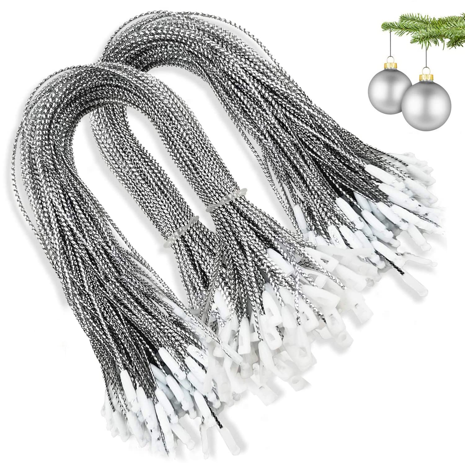 Cordino per Ornamenti Natalizi, 400 PCS Cordino Natalizio, Gancio per Palline di Natale, Ciondolo in Corda per Appendini Ornamento di Natale, Ganci per Decorazioni Albero di Natales