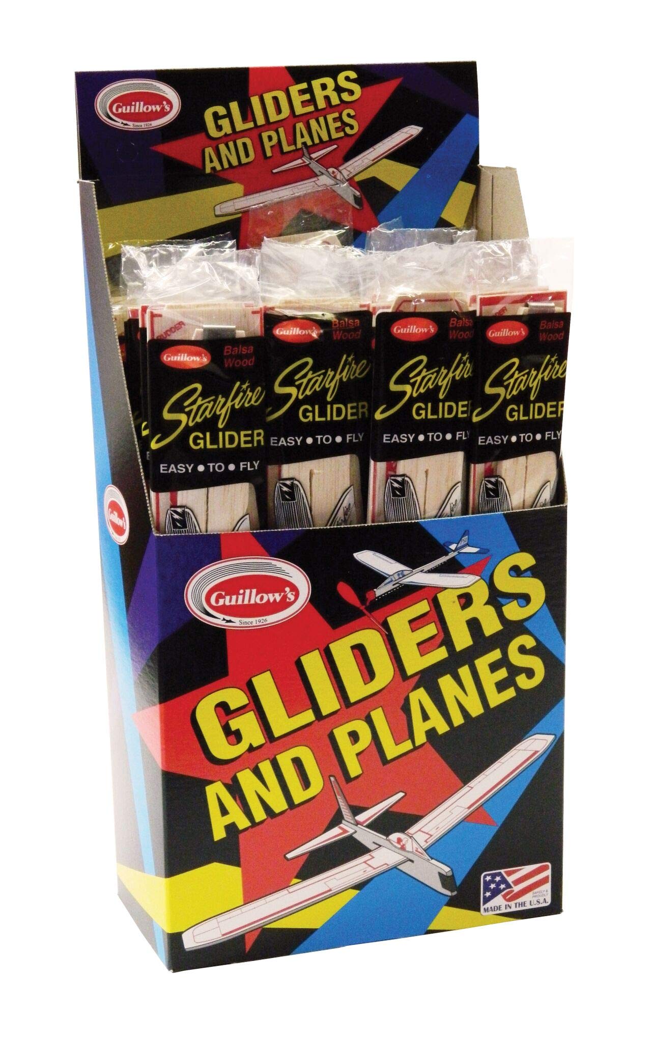 FireStar Guillow's #35 Starfire 24-Piece Retail Display Pack Toy Balsa Wood Flying Airplanes