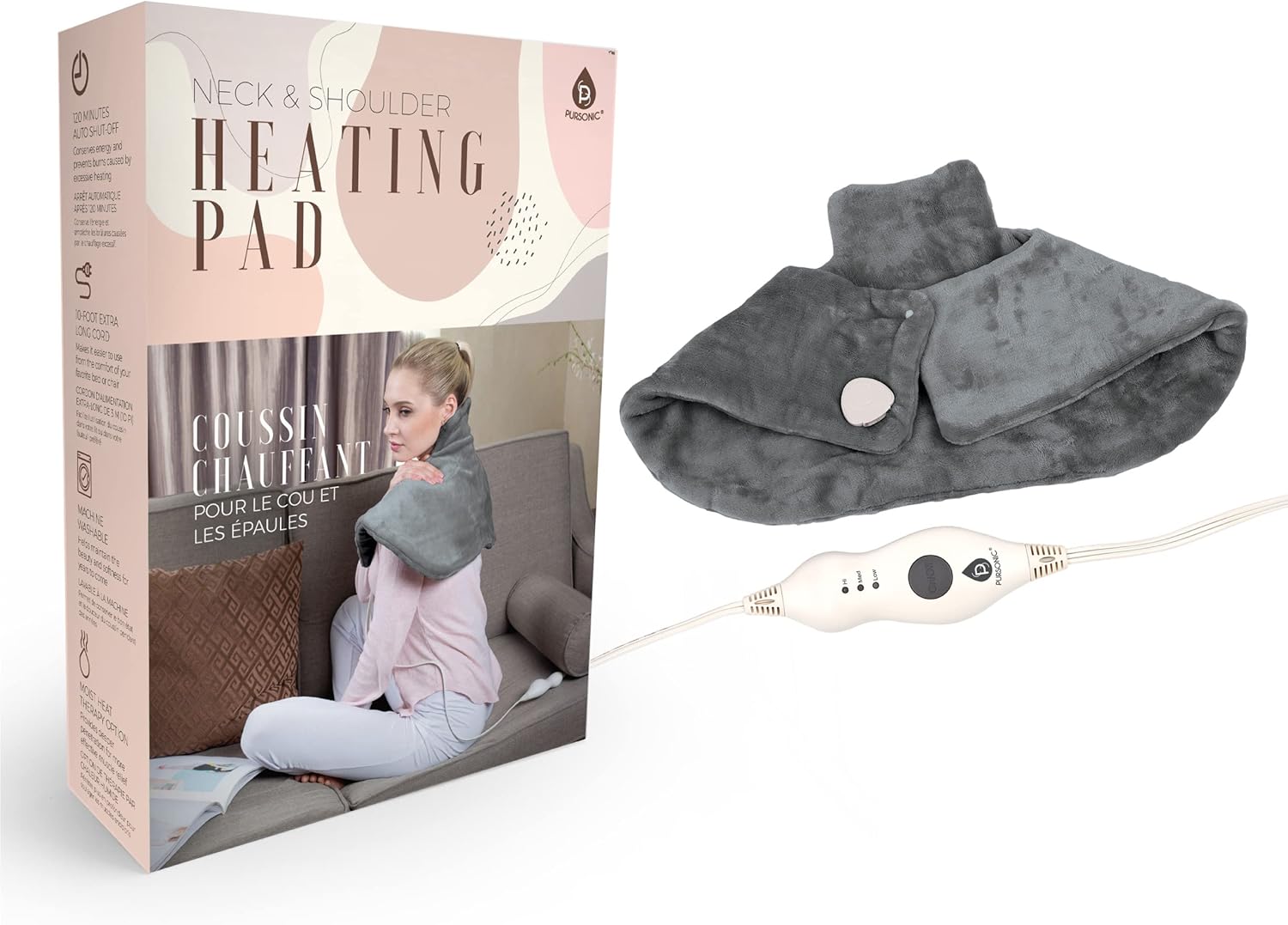 Pursonic Electric Neck & Shoulder Heating Pad, Heat Therapy