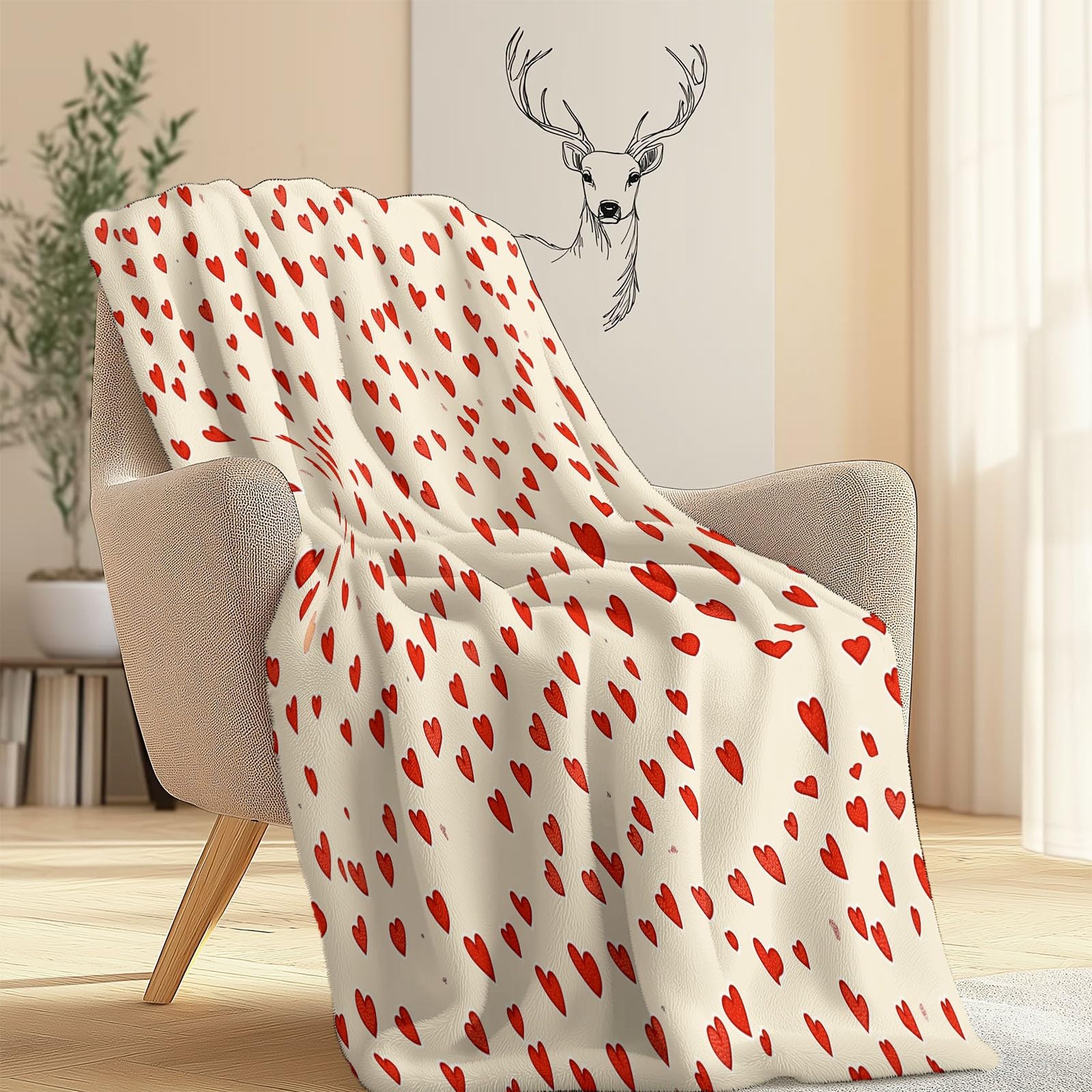 Nowy termiczny super miękki flanelowy koc narzuta na łóżko podwójne (200 x 220 cm) - kremowy miękki ciepły gruby dwustronny pokrowiec na sofę, minimalizm romantyzm miłość koc na sofę do salonu