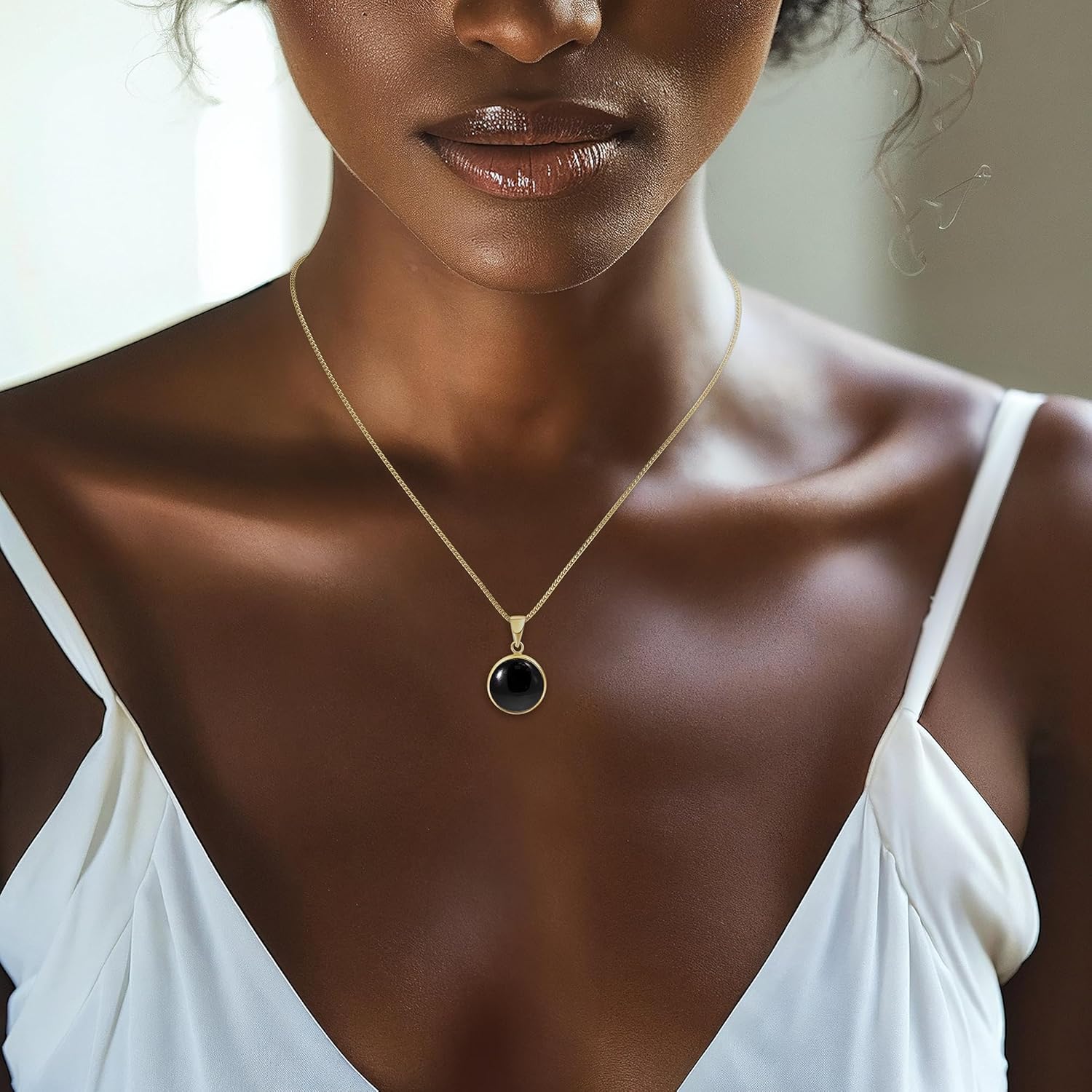 14K Gold Gemstone Necklace for Women - Solid Gold Necklace - Gemstone Pendant - Gold Pendant Necklace - Gothic Necklace - Birthstone Necklace for Women - Gemstone Jewelry for Women