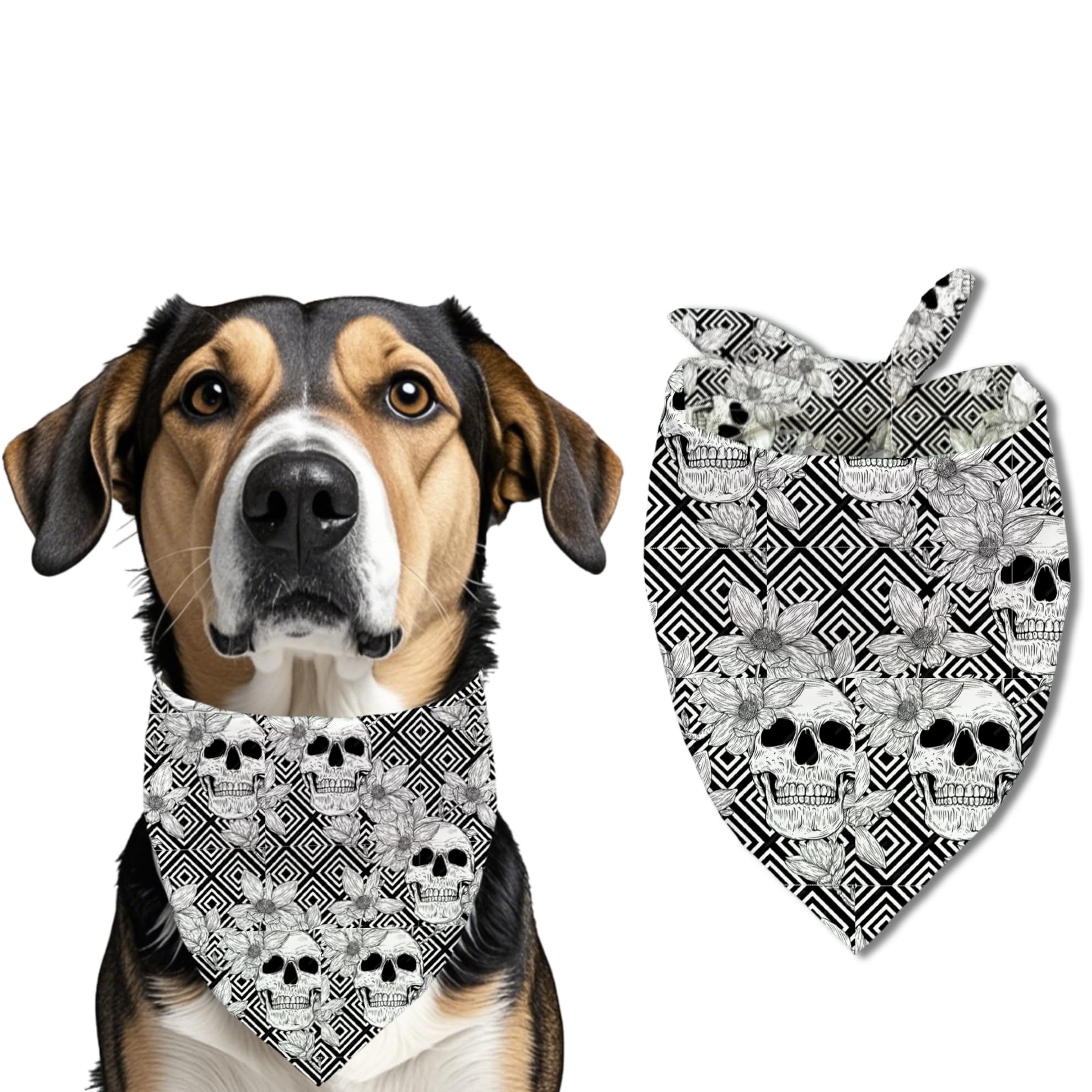 Funny Dog Bandanas, Dog Christmas Scarf, Pets Festive Décor for Medium Dogs Boys & Girls Accessories Retro Flower