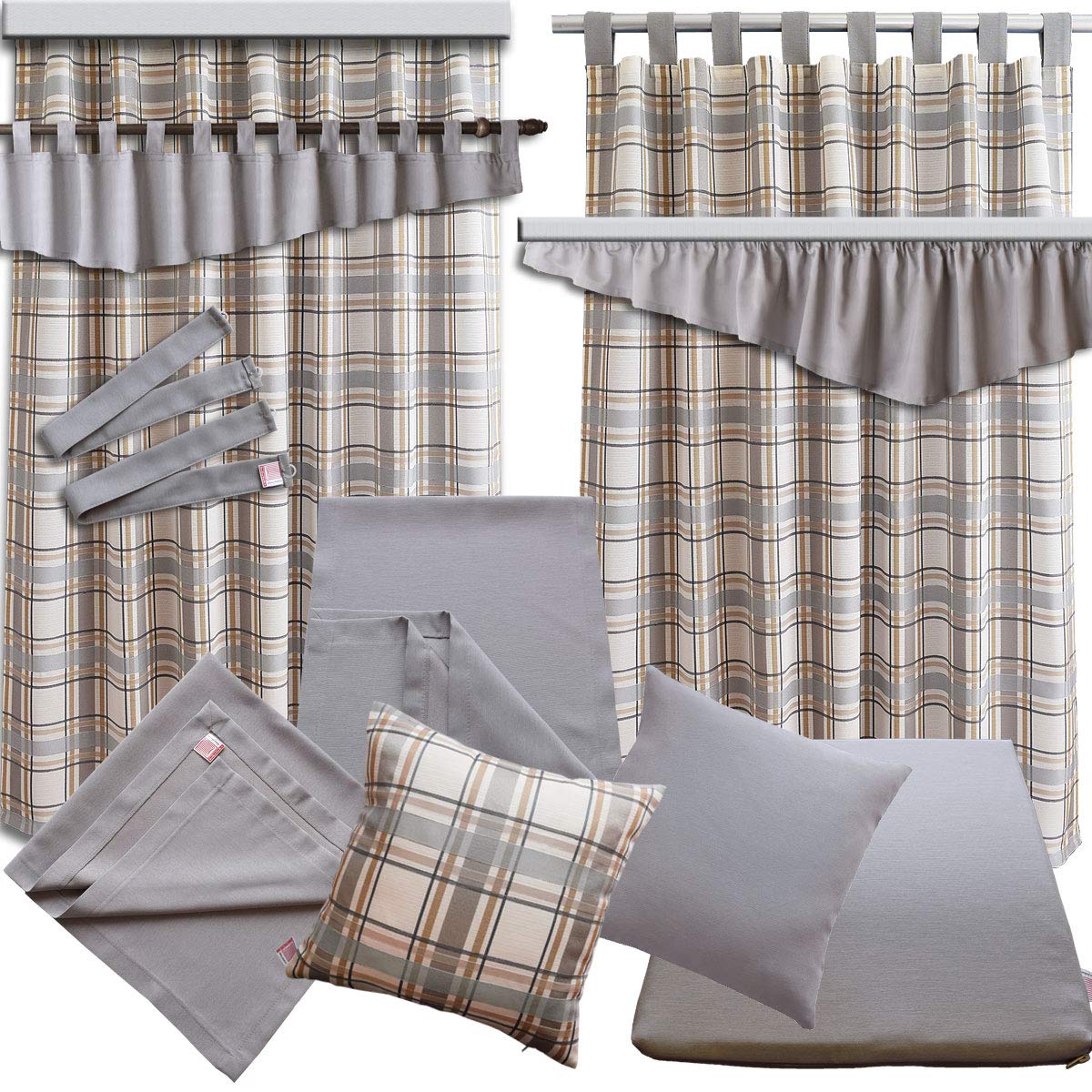 Querbehang Hetty grau unifarben | Deko-Behang aus hochwertigem Webstoff mit Schlaufen | gepflegt-rustikaler Landhaus-Stil für Küche, Esszimmer, Gästewohnung, Kaminzimmer H x B 40 x 200 cm