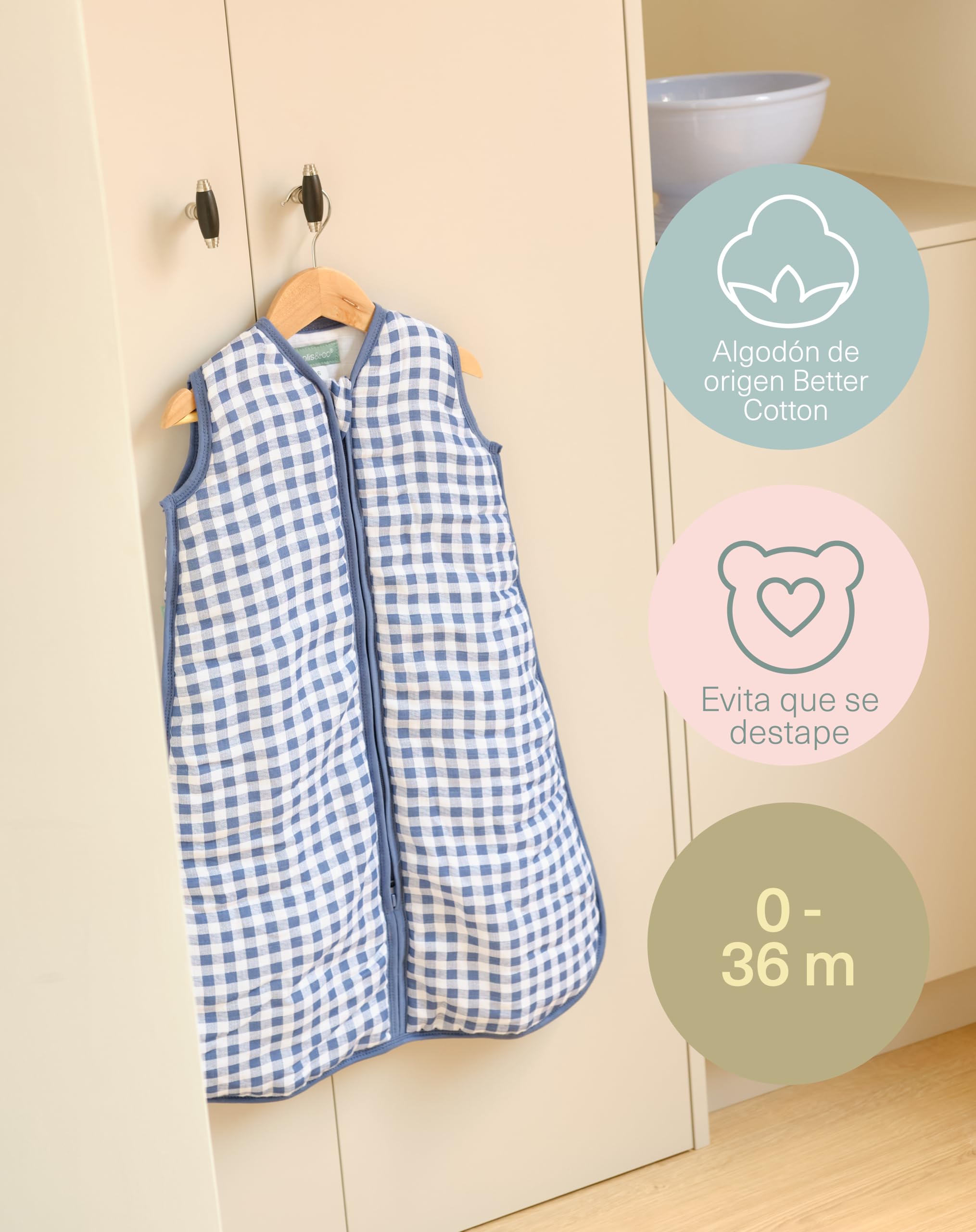 molis&co - Saco de Dormir para bebé 2.5 TOG - 85 cm (6-18 Meses) - Ideal para Invierno - Muselina Premium - Acolchado, Suave y Cálido - Fjord