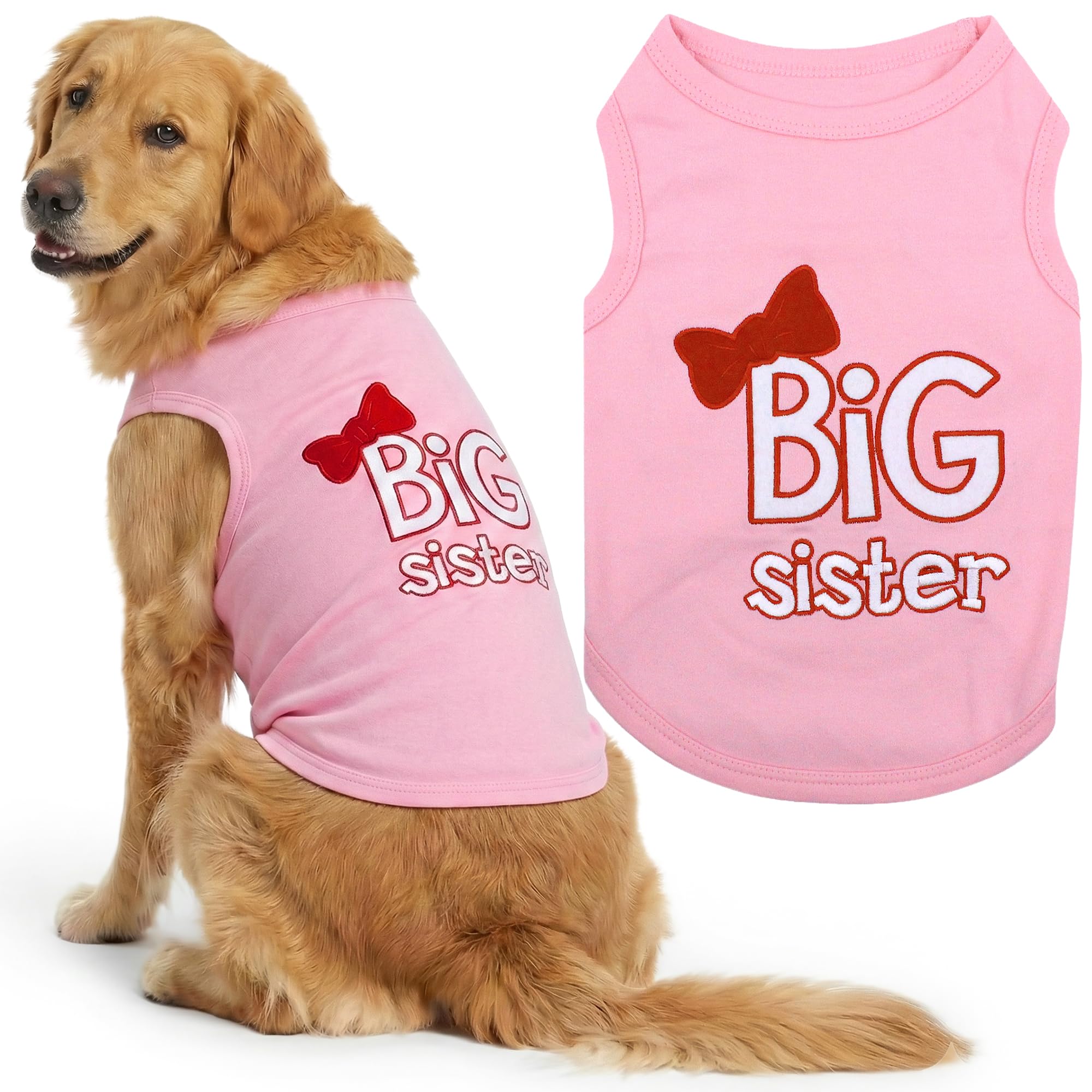 Parisian Pet Dog T-Shirt with Embroidered ' Big Sister '