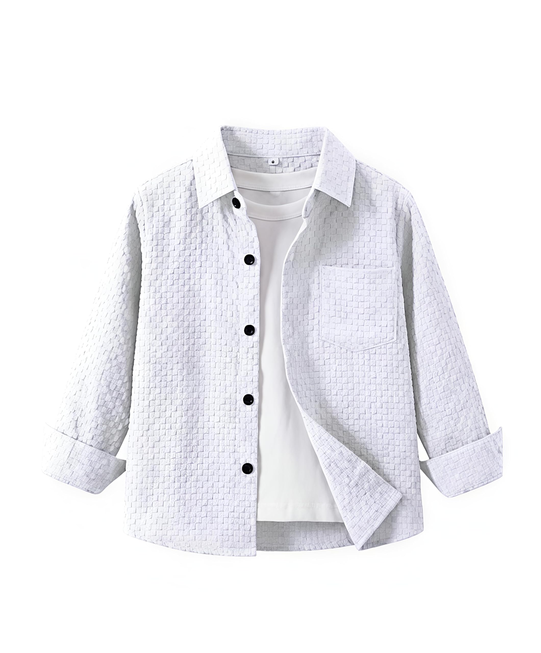 Honey Boys Button Down Textured Cotton Shirt | Full Sleeve Casual Wear | Trendy Regular Fit Textured Causal Shirt for Boys