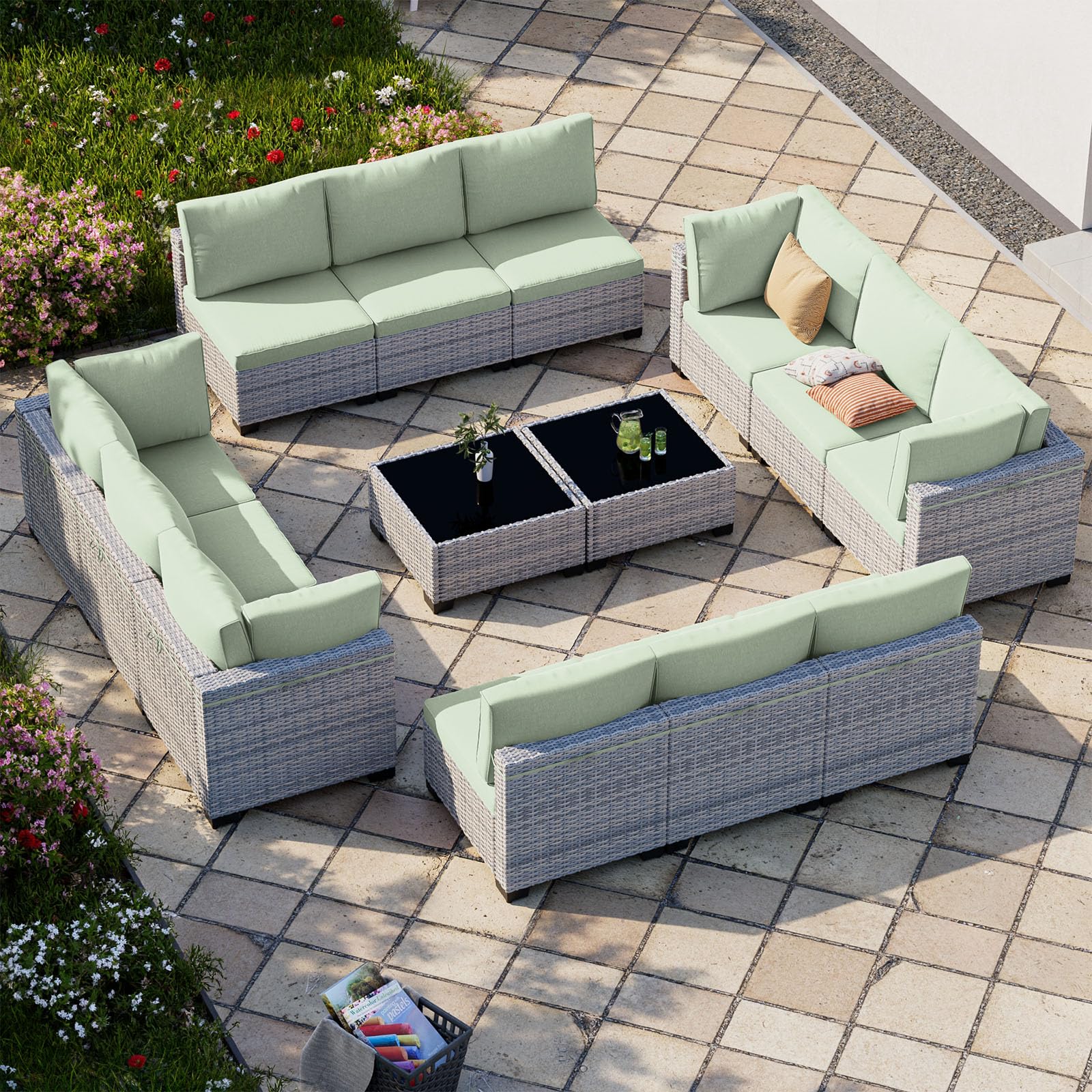 Outdoor PE Wicker Rattan Modular Patio Sectional Sofa Set