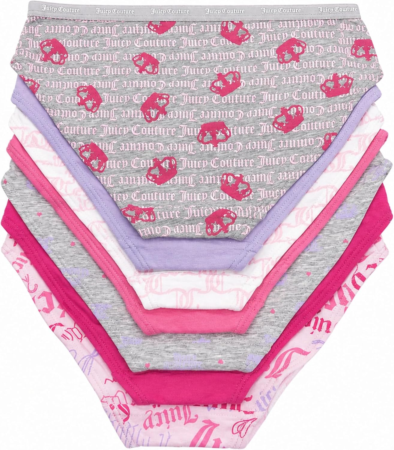 Juicy Couture Girls' Bikini Briefs Underwear 7 Pack