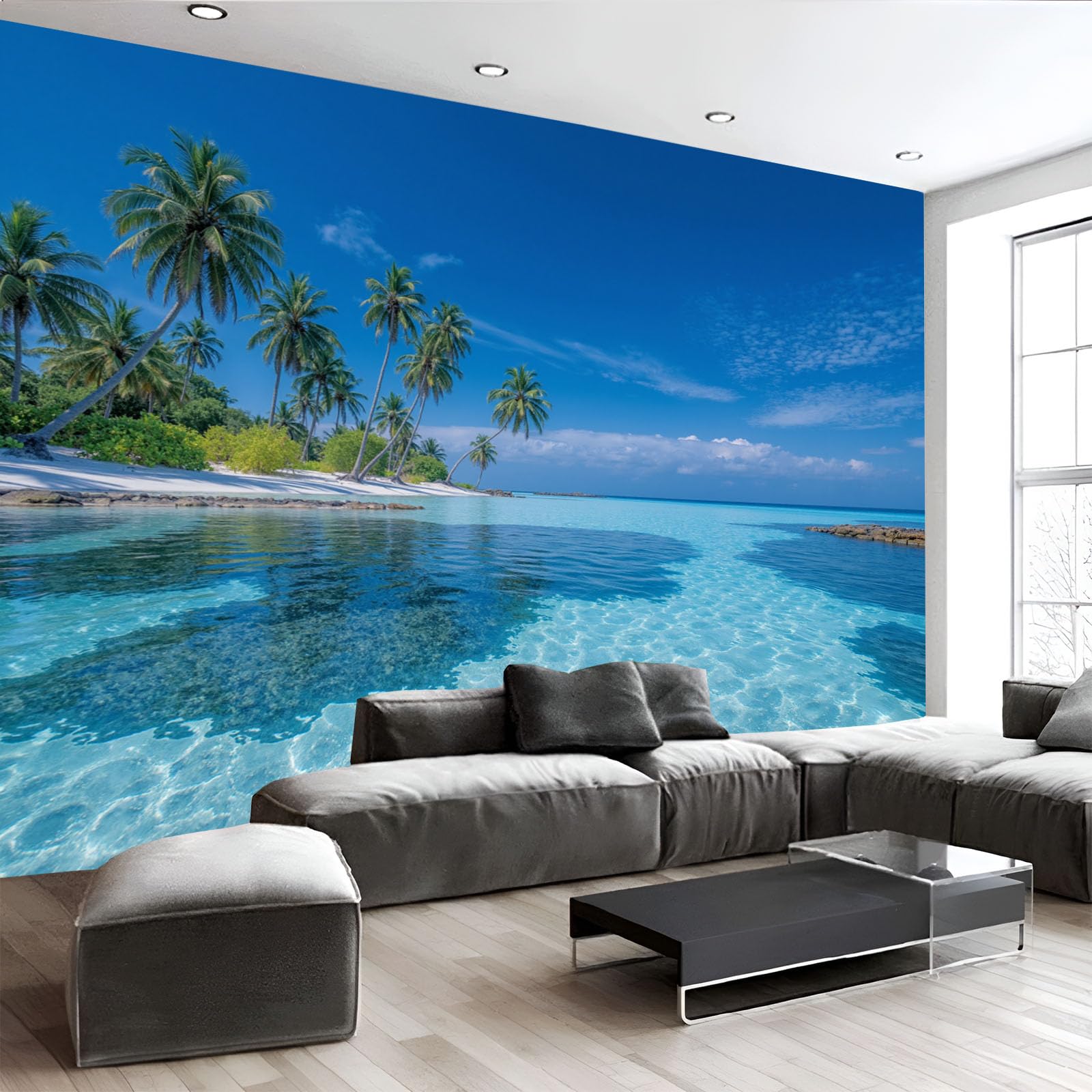 Papier peint panoramique palmiers pour créer un salon exotique