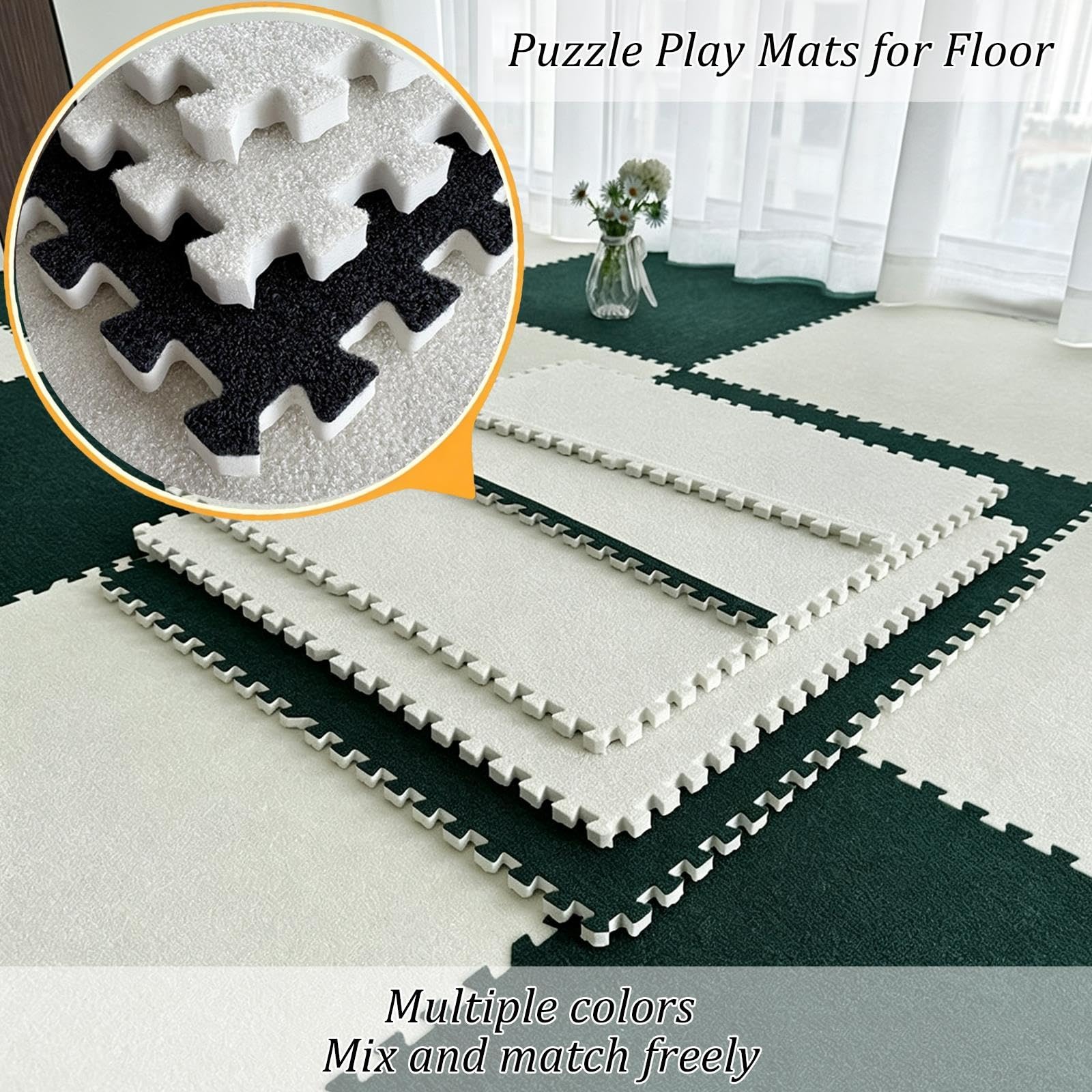 Piastrelle per pavimenti a incastro effetto peluche, tappetini schiuma EVA