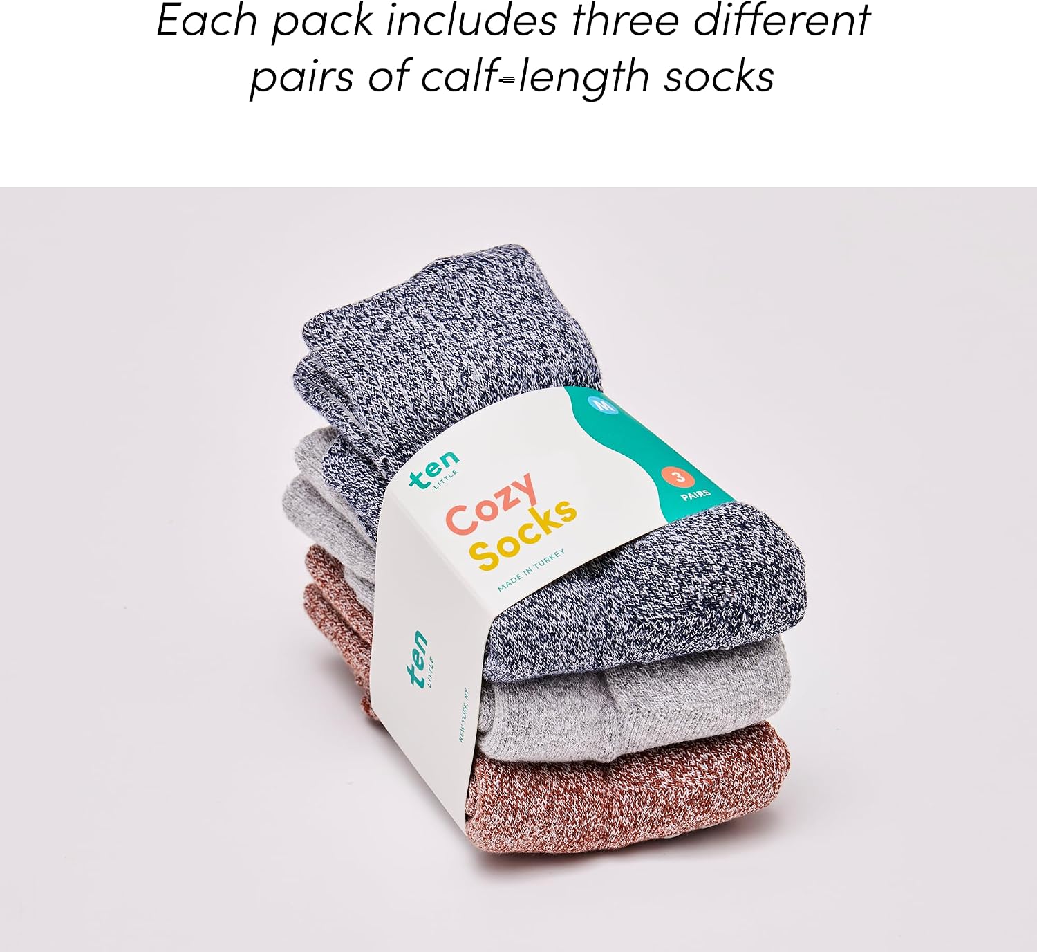 Ten Little Kids Cozy Socks, Organic Cotton 3-Pack Toddler Socks
