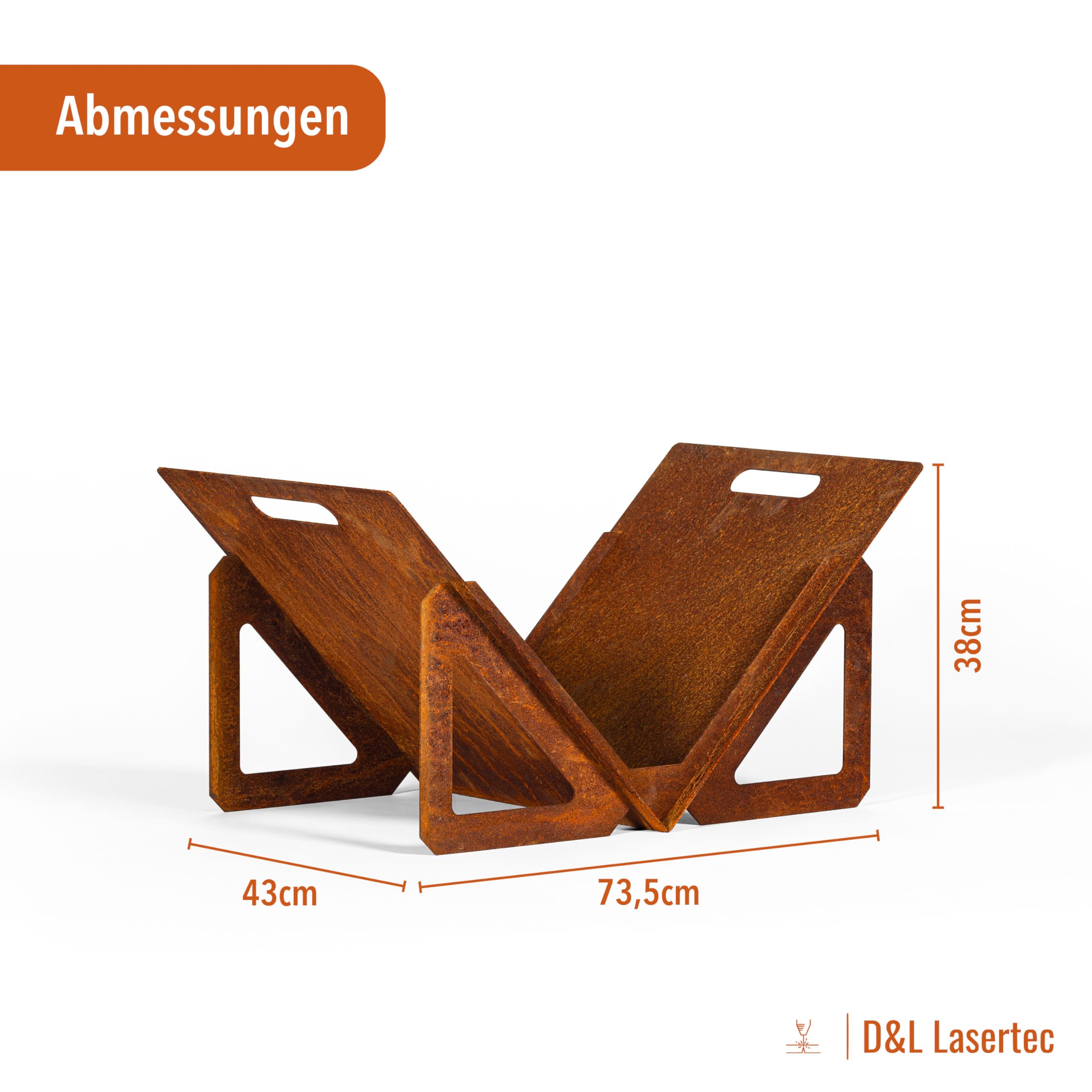 D&L Lasertec Praktisches Kaminholzregal aus Metall, zum Stecken, Gartendekoration