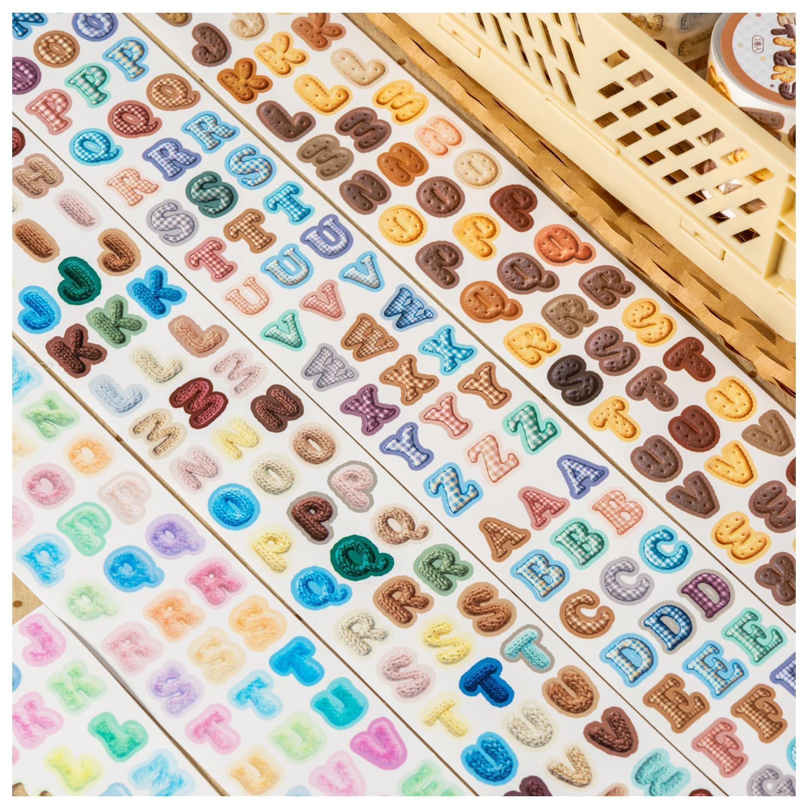 Letter Sticker Set of 4 Rolls – 4 Aesthetic Styles Washi Tape DIY Alphabet Stickers Journaling Supplies for Scrapbooking, Journaling,Photo Album,Planner & Card Making（Letter） — image 1
