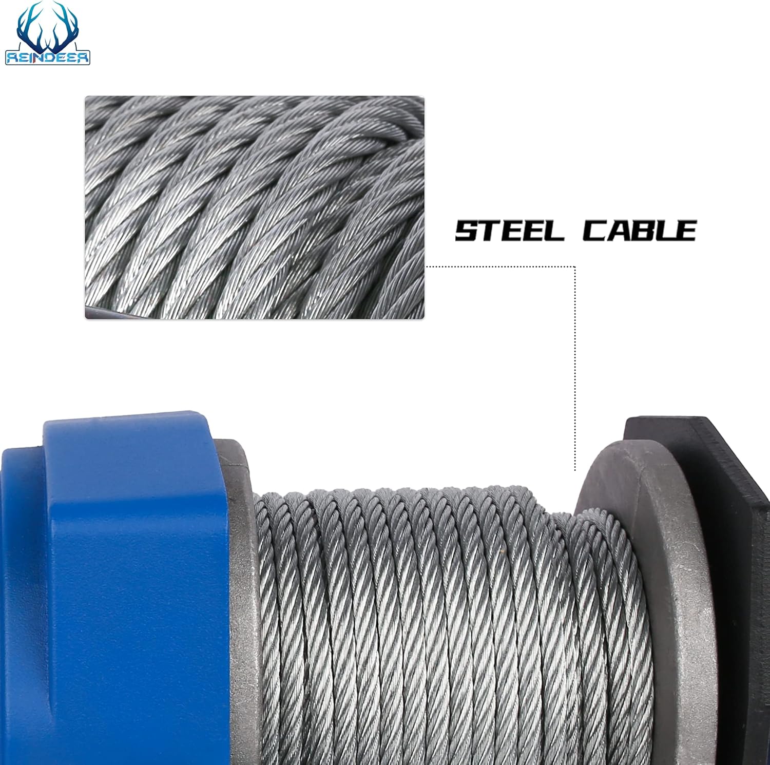 REINDEER New 12V Winch 2500lb Load Capacity Electric Winch Kit for ATV UTV Steel Cable Wire Rope with Hawse Fairlead Waterproof IP67 with Handheld Remotes