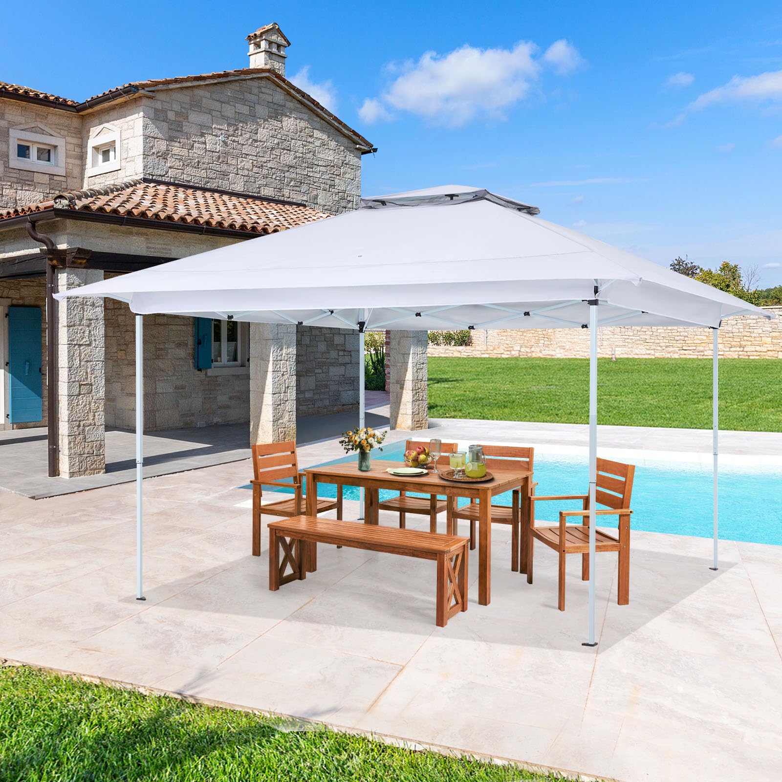 ECOTOUGE 12x12 Pop Up Gazebo, Instant Shelter Canopy Tent with Carrying Roller Bag, Gazebos on Clearance, Pop Up Tent with Waterproof and UV Resistant