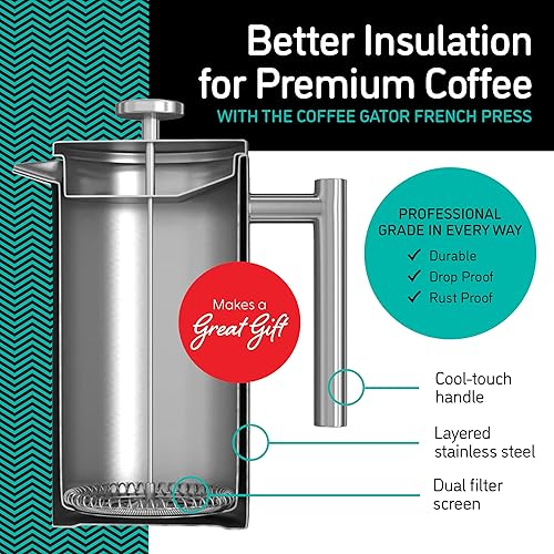 Miniatura 2 de Coffee Gator cafetera a presión SS, Gris plomizo