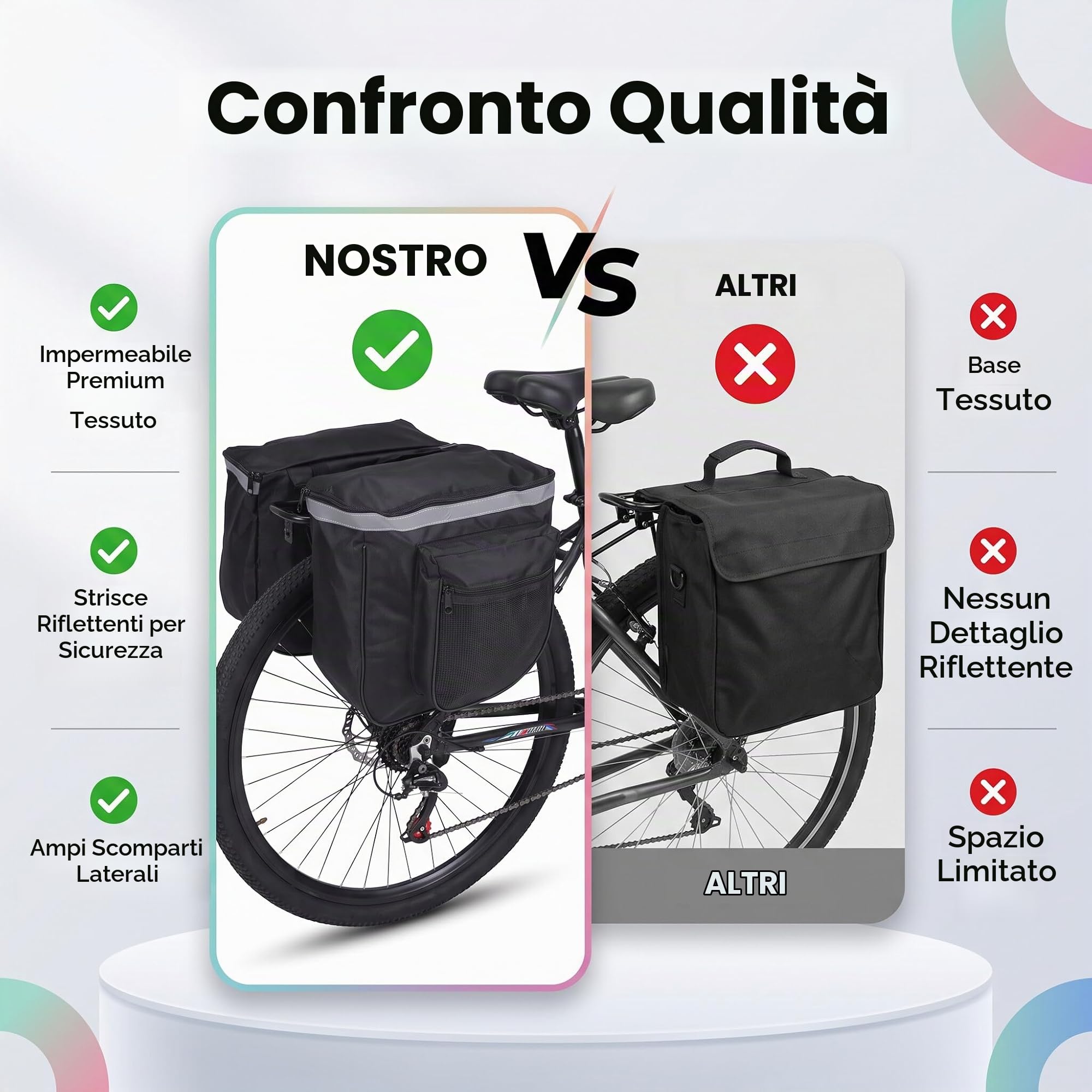 Wakects Borsa Doppia per Bici 25L Borsa Portapacchi Bici Posteriore Impermeabile Borsa per Bicicletta Posteriore Laterale per All'aperto Cavalcare Nero