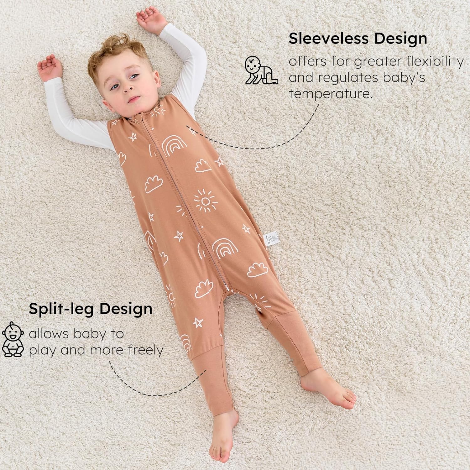 Yoofoss Toddler Sleep Sack With Feet 12-24 Months 100% Organic Cotton Baby Sleep Sack with Legs Toddler Wearable Blanket with 2-Way Zipper - Image 5