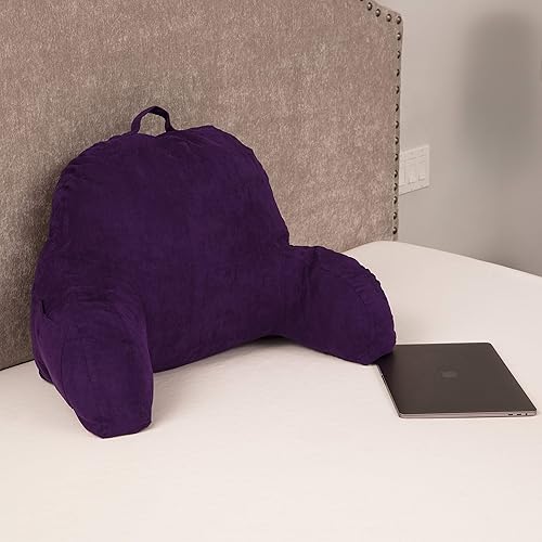 Miniatura 6 de Almohada de lectura para reposo de cama de microgamuza morada, almohada de respaldo con brazos, almohada de reposo de cama, tumbona de cama hace que