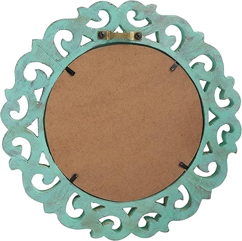 Miniatura 4 de ID-Mi-C-C-GR - Espejo de pared antiguo pintado a mano con diseño de círculo, de madera, rústico, vintage, tallado, hecho a mano, de 9 x 5 pulgadas,