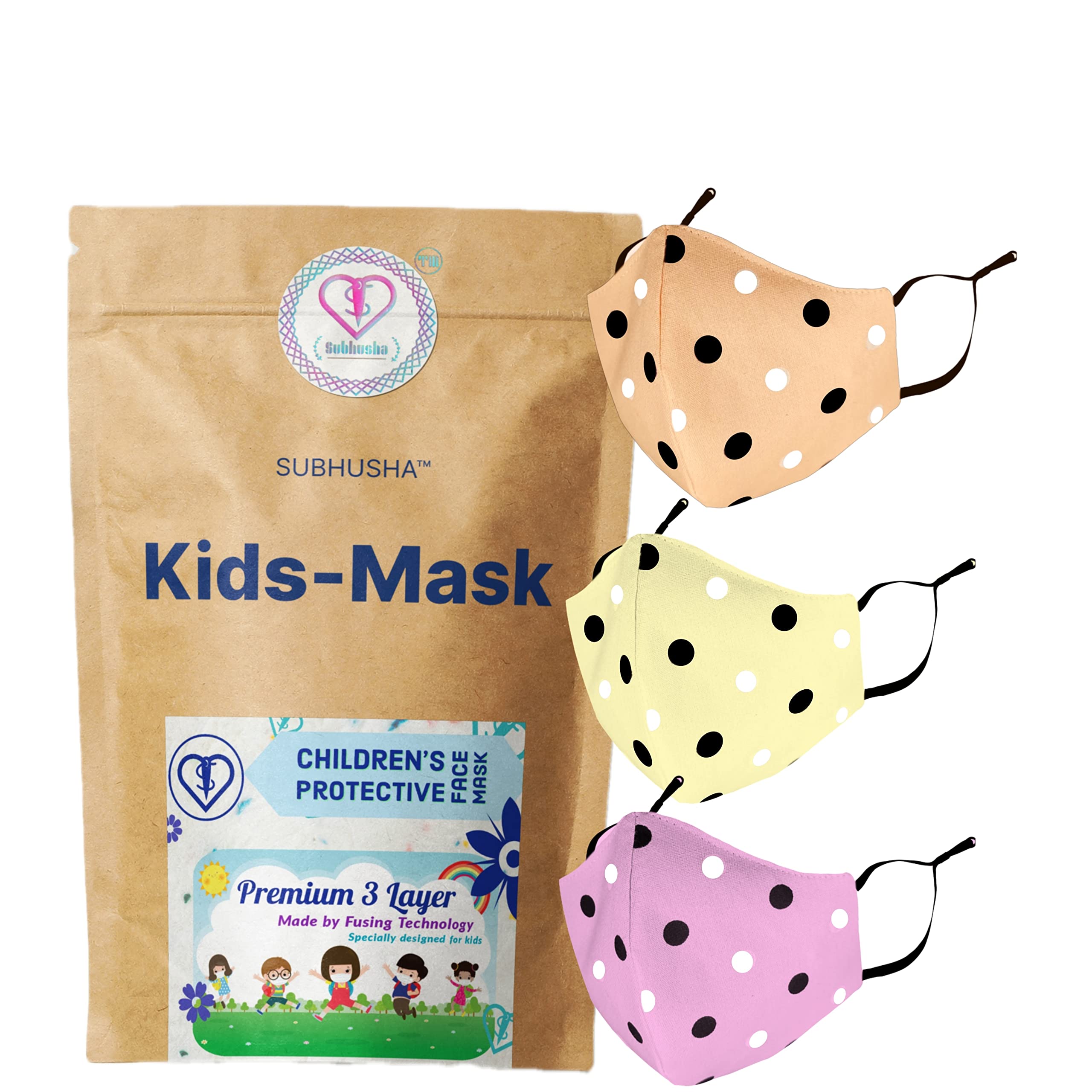 SUBHUSHA Kids Cotton Dot Print Washable& Breathable Skin Friendly Soft Cotton Face Mask with Adjustable Earloops Melt Blown and Without Valve Filter (Pack of 3,pink,orange,yellow,Free Size) (B09PJLRVCD) Amazon Price History, Amazon Price Tracker