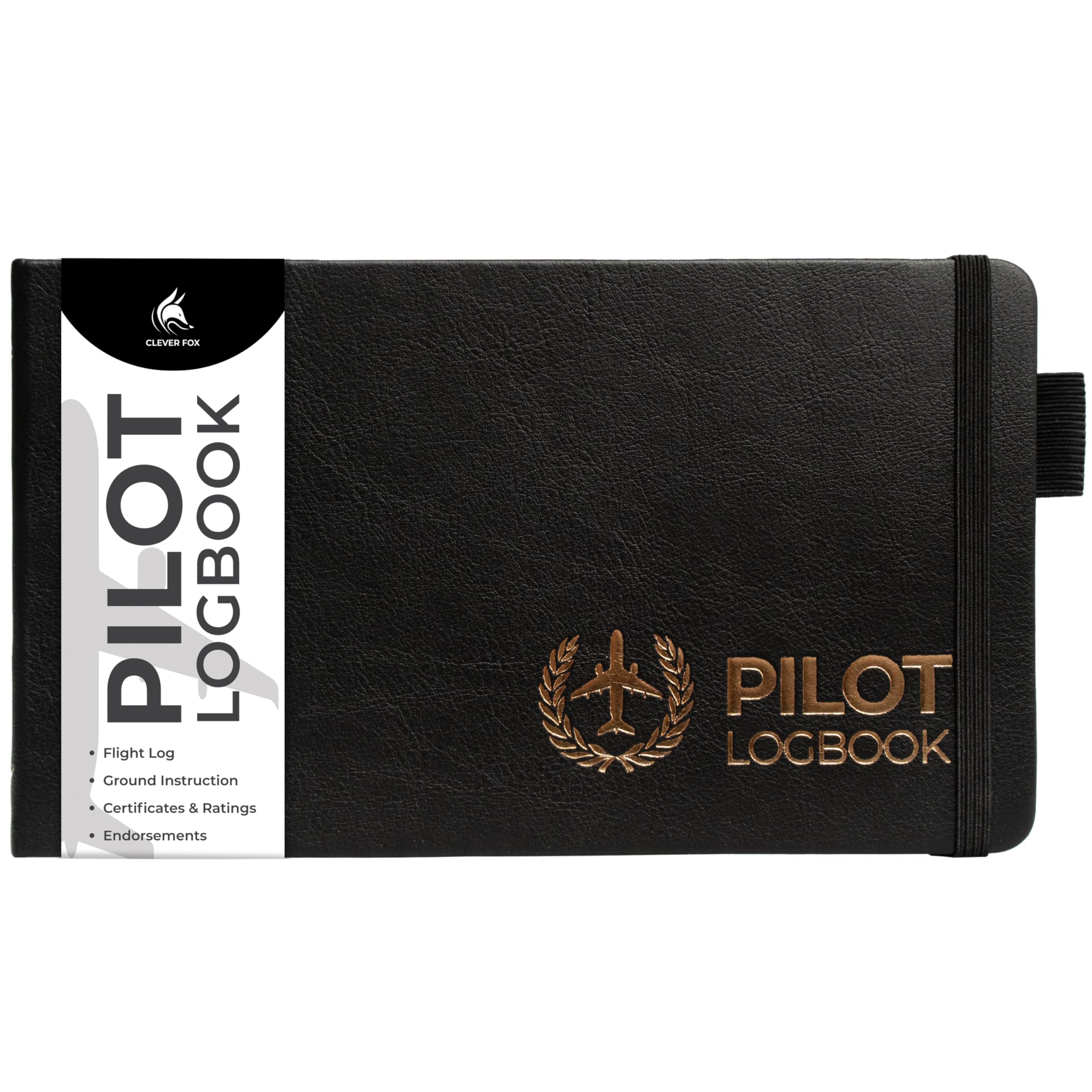 Clever Fox Pilot Logbook – Hardcover Flight Log Journal for Professional & Student Pilots – Aircraft Record Book, Aviation Gifts & Gear (Runway Black)