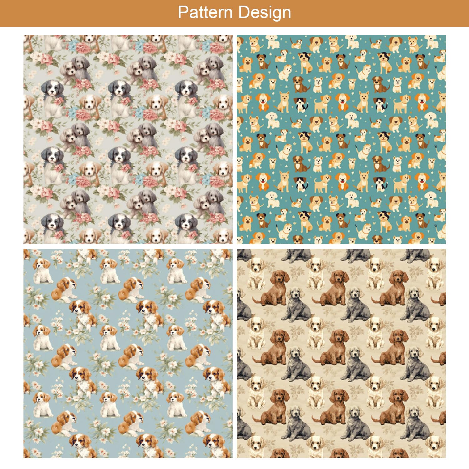24 hojas de papel con patrón de cachorro, 6 x 6 pulgadas, suministros de álbumes de recortes para cachorros, papel decorativo para manualidades, tarjetas, álbumes de fotos, decoración de diario de