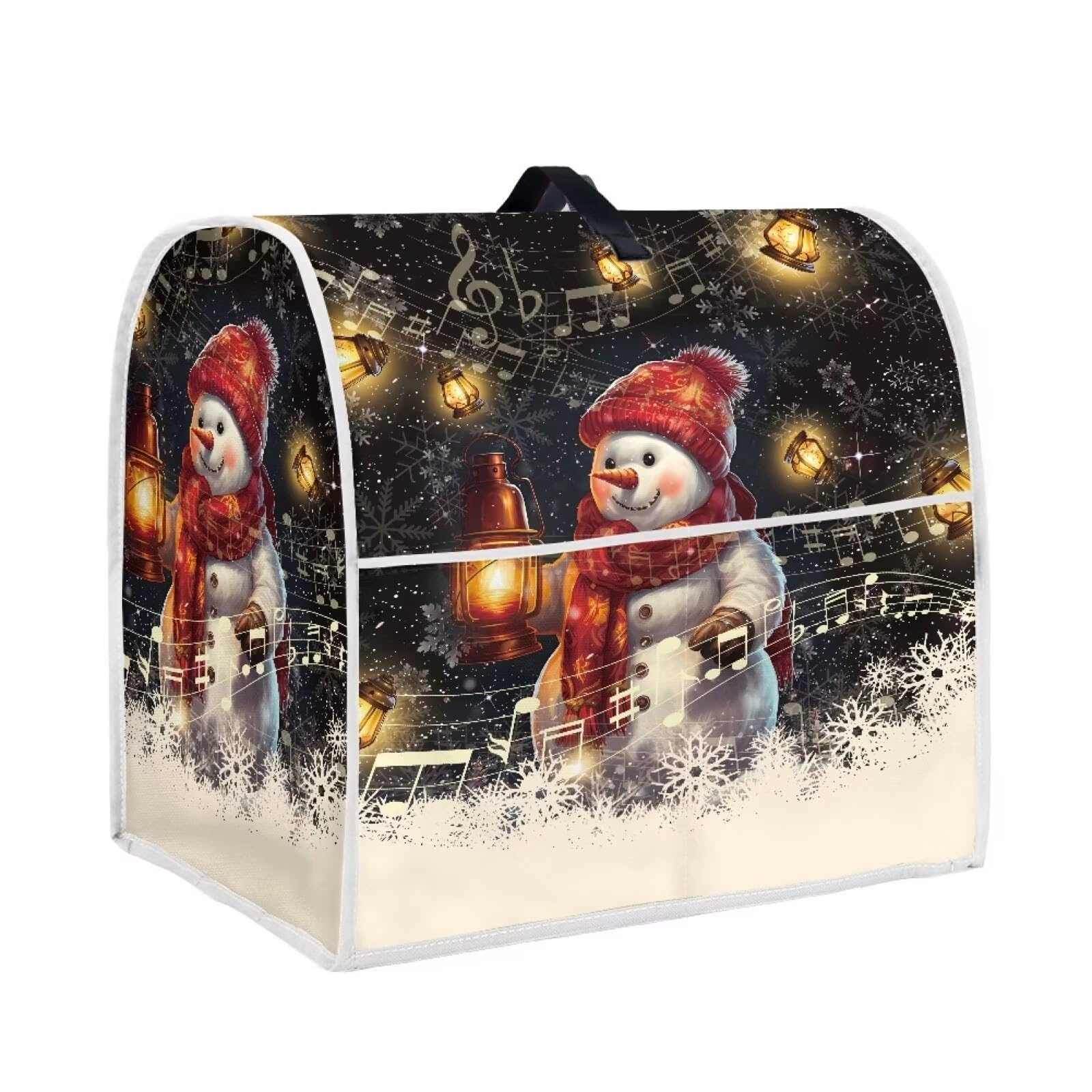 TOADDMOS Merry Christmas Snowman Kitchen Mixer Cover Dust Protectors Polyester Kitchen Mixer Organizer Bag with Top Handle and Pocket, Easy to Clean