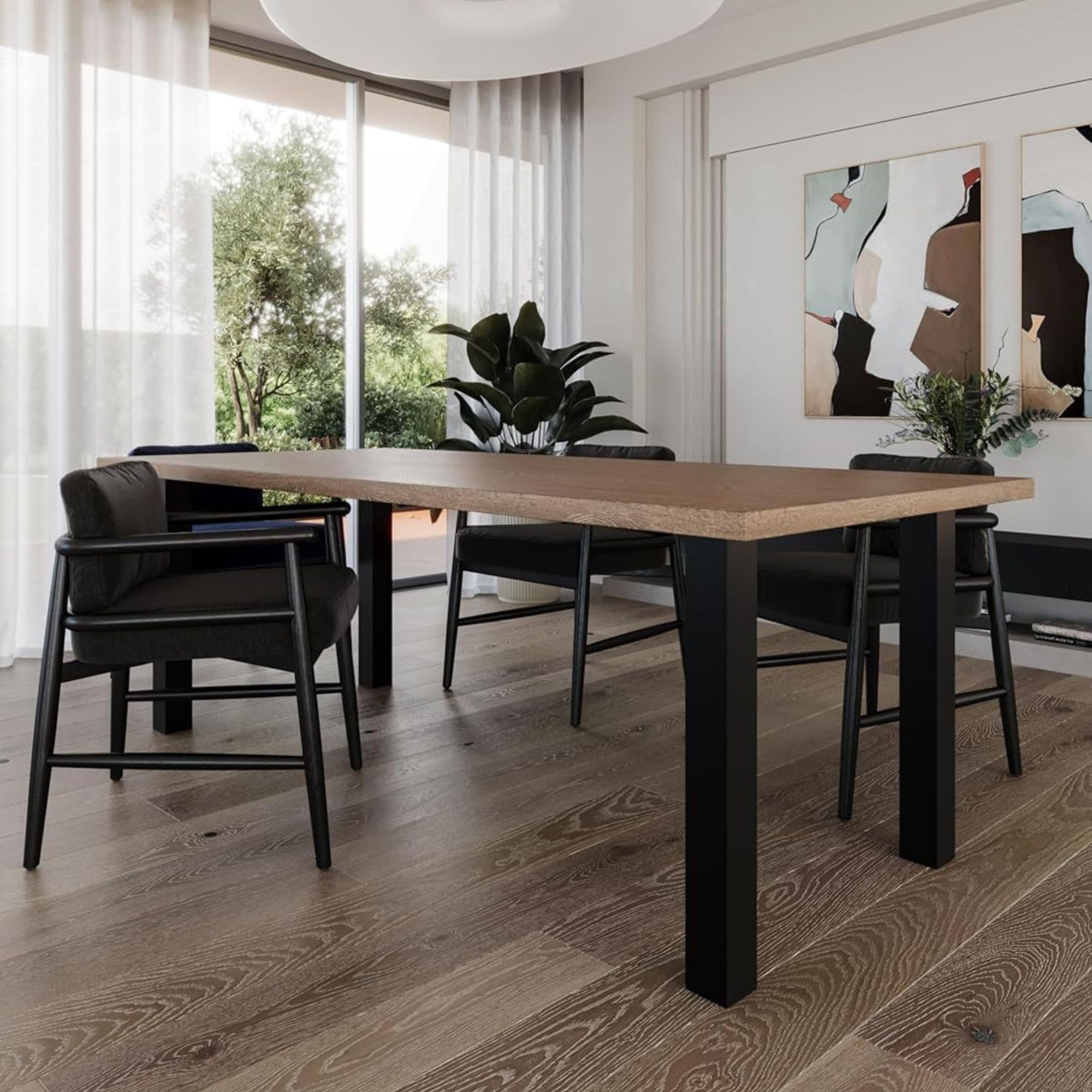 4 Pata de la Mesa de Acero Negro Perfil Cuadrado 80x80 mm, Altura: 72 cm Pies para Muebles Juego de Piernas de Acero con Tornillos para Escritorio, Encimera Pies de Mesa