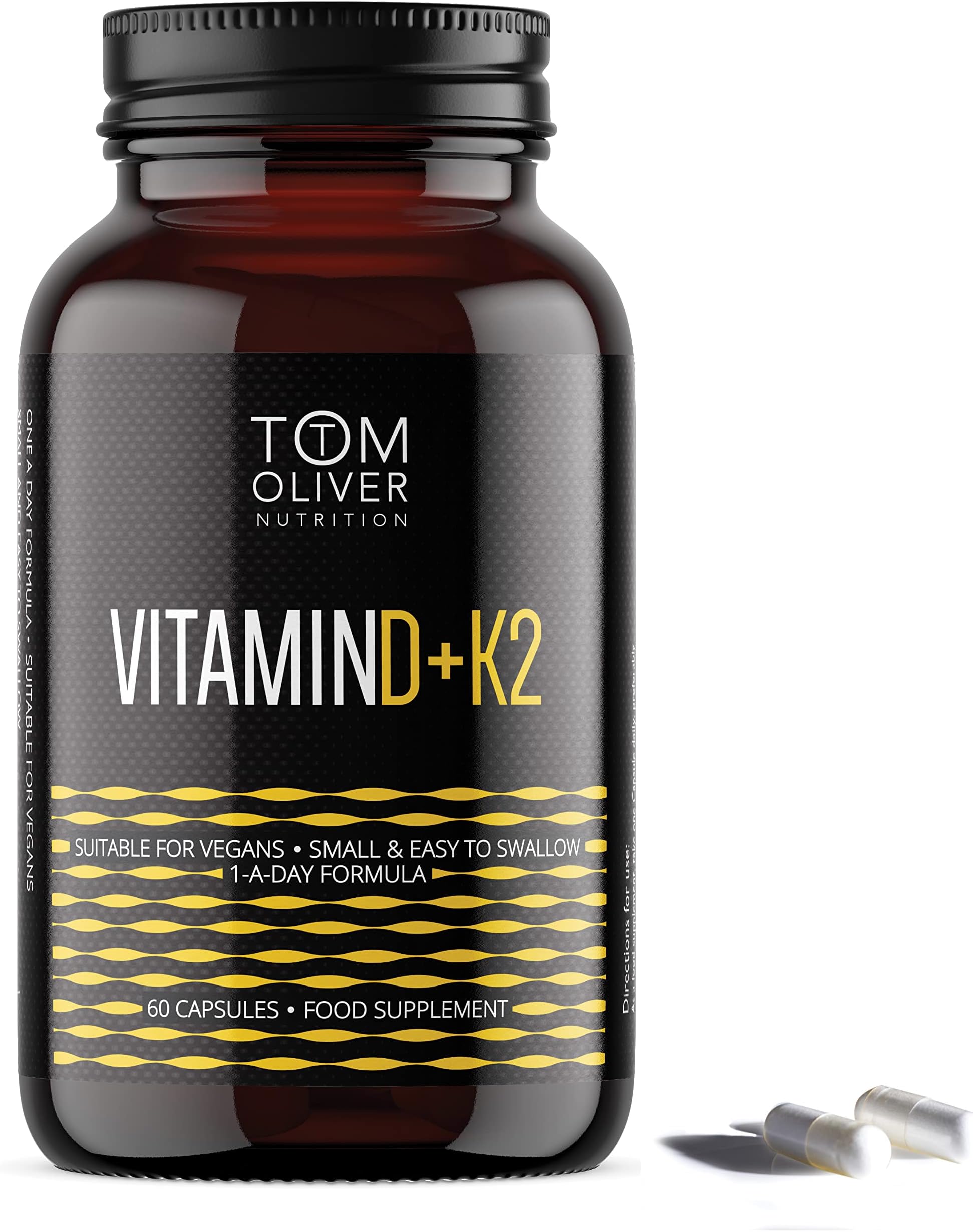 Tom Oliver Nutrition - Vitamin D K2 (60 Tablets) - Suitable for Vegans - One A Day Formula (1)