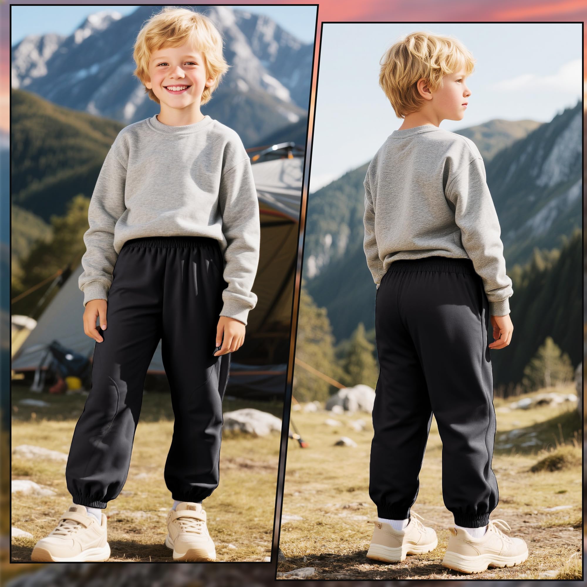 Pantaloni Trekking Softshell Ragazzo Ragazze, Termico Impermeabile Antivento Pantalone da Montagna, Foderato in Pile Pantaloni Outdoor Autunno Inverno per Ragazzi Bambino 6-14 Anni