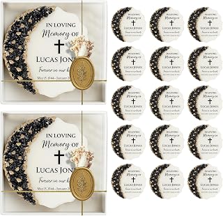 Memorial Keepsake Epoxy Magnet, Personalized Funeral Favor, Celebration of Life Gift, Remembrance Gift for Memorial (40 pcs Boxed)