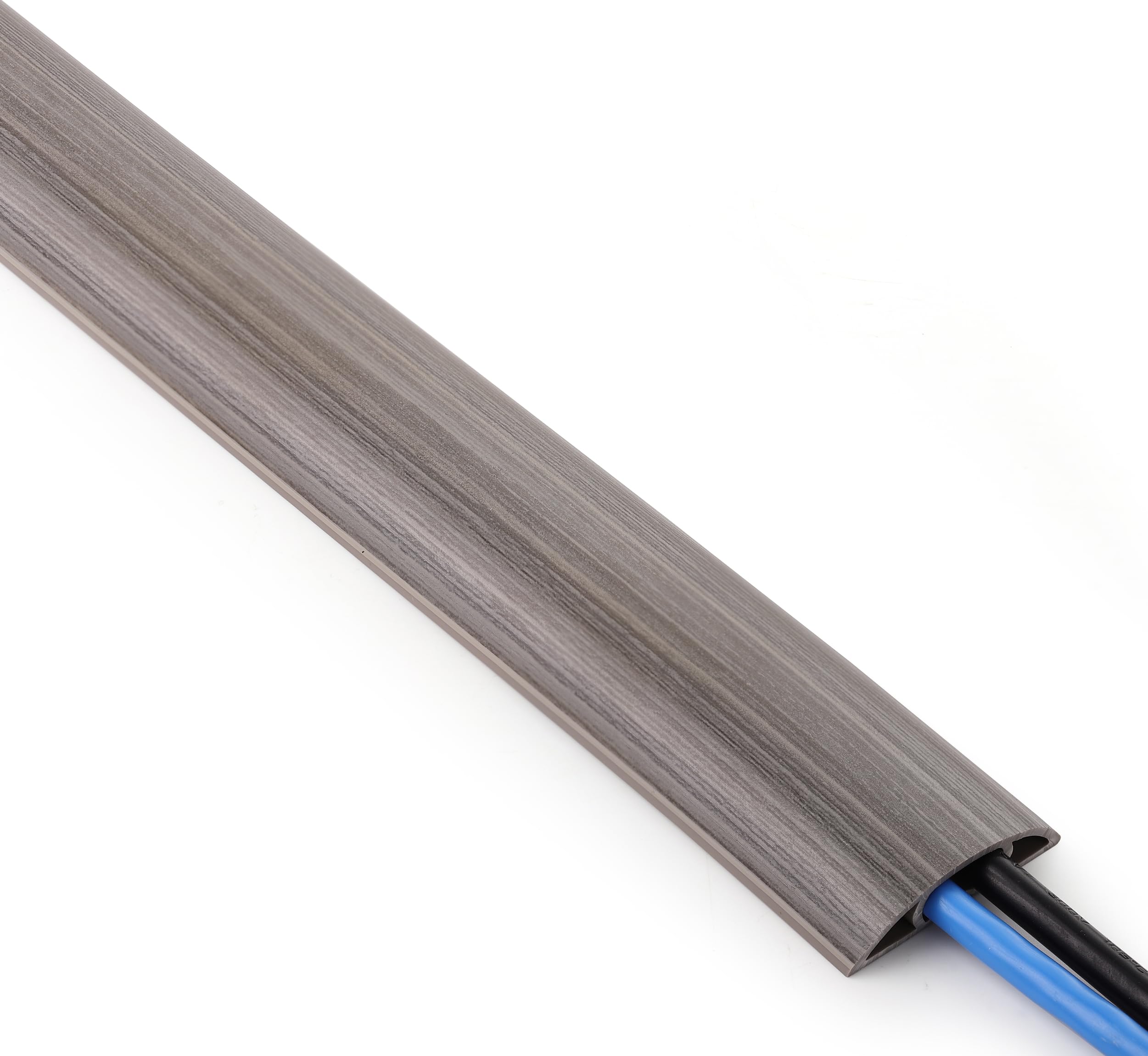 ZhiYo 5.6ft Floor Cord Cover, Cable Cavity 0.6" W x 0.3" H, Grey Oak Wood