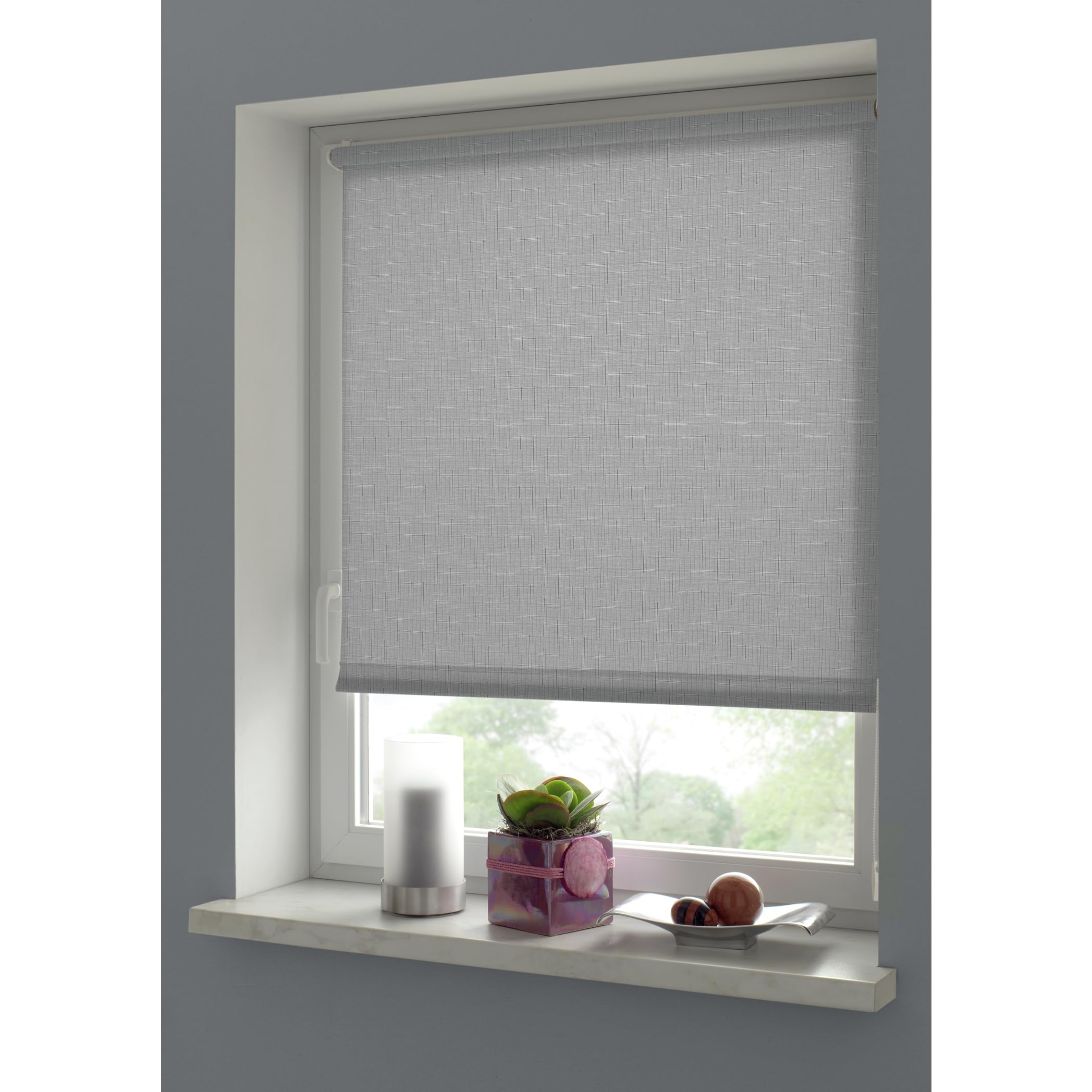 GARDINIA EASYFIX Rollo, Zum Kleben oder Klemmen, Hellgrau, 100 x 150 cm
