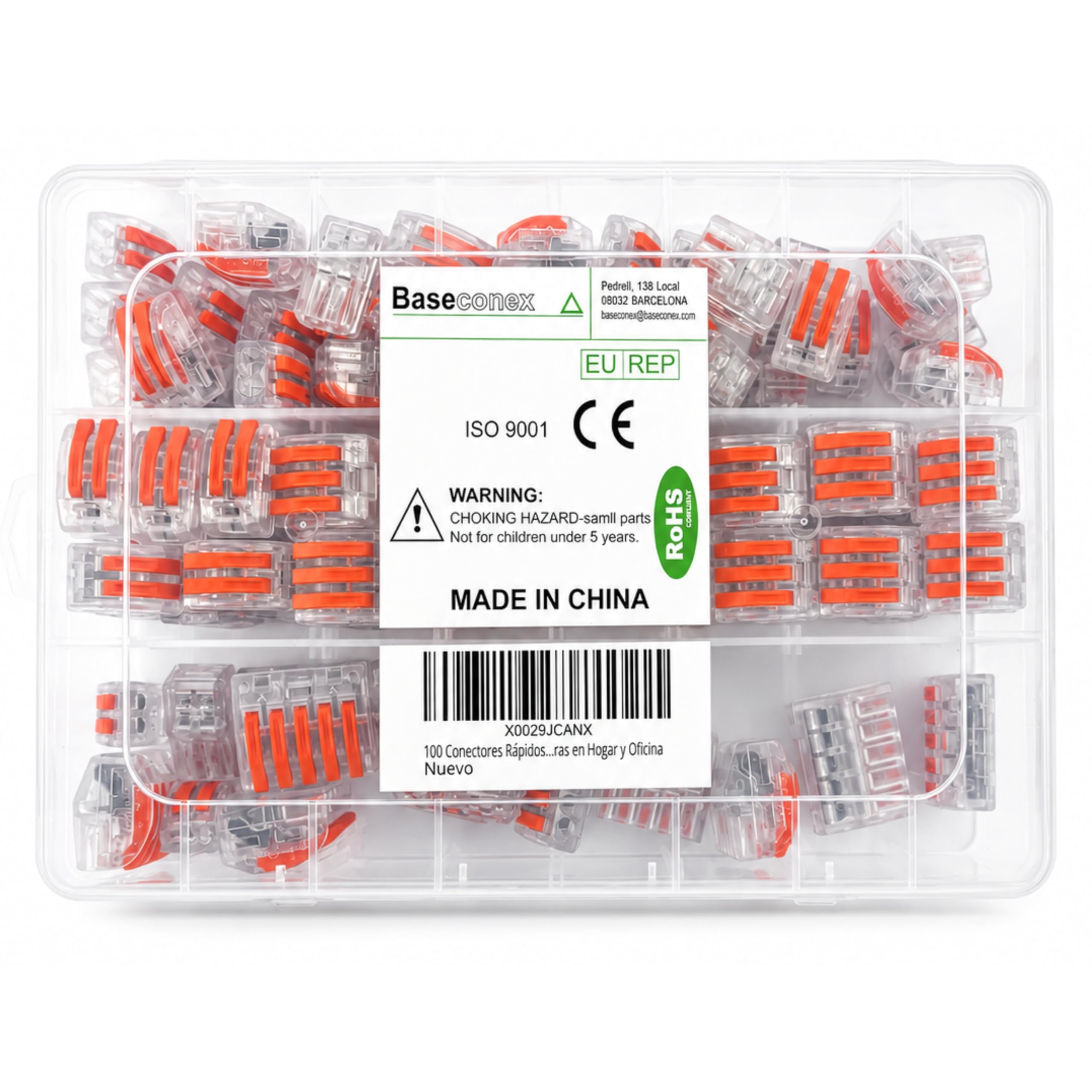 100 Conectores Rápidos de Cable Eléctrico con Palanca, Terminales Transparentes y Reutilizables para Empalme de Cobre y Aluminio, 2/3/5 Vías, Instalaciones Seguras en Hogar y Oficina