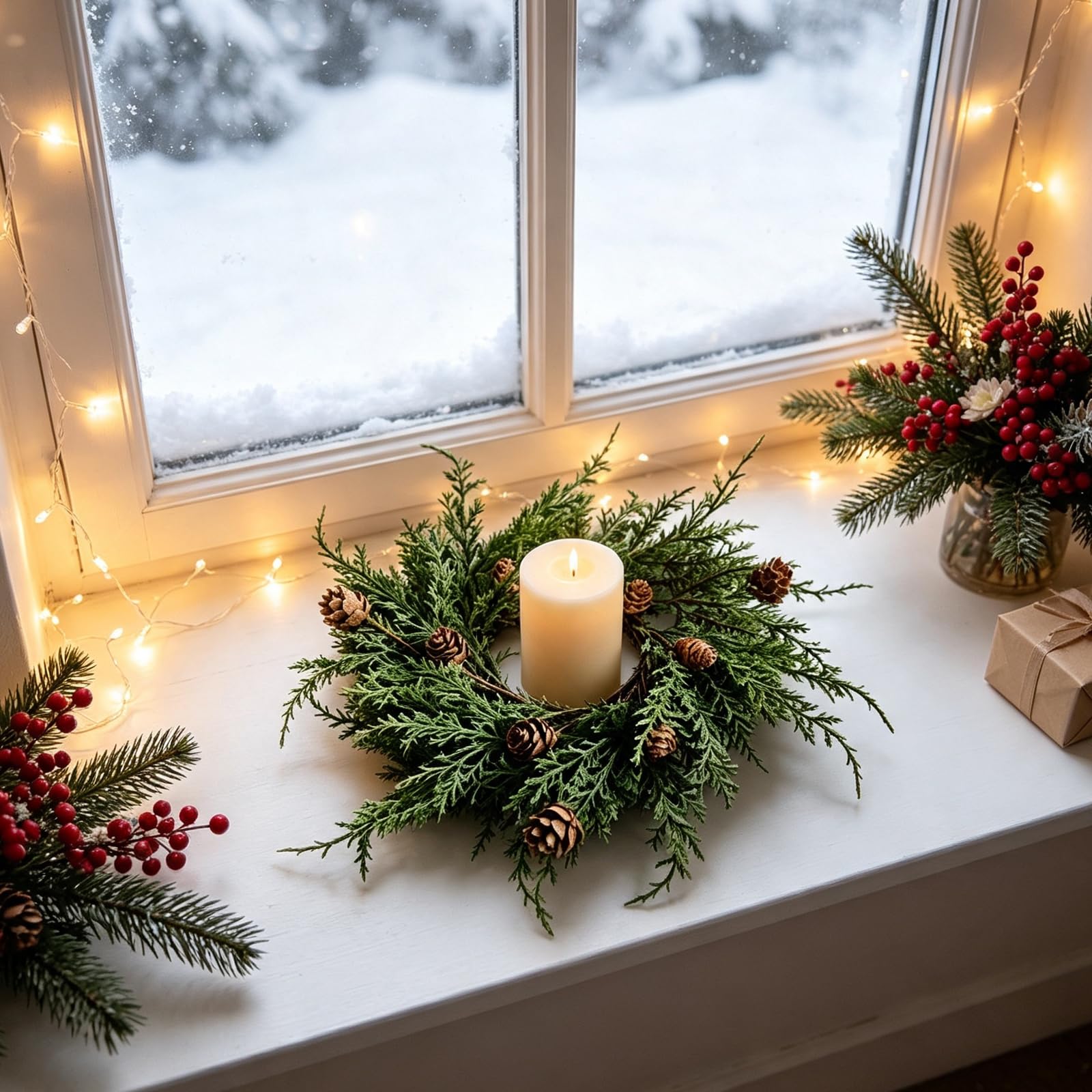 Lot de 6 couronnes de pommes de pin de Noël