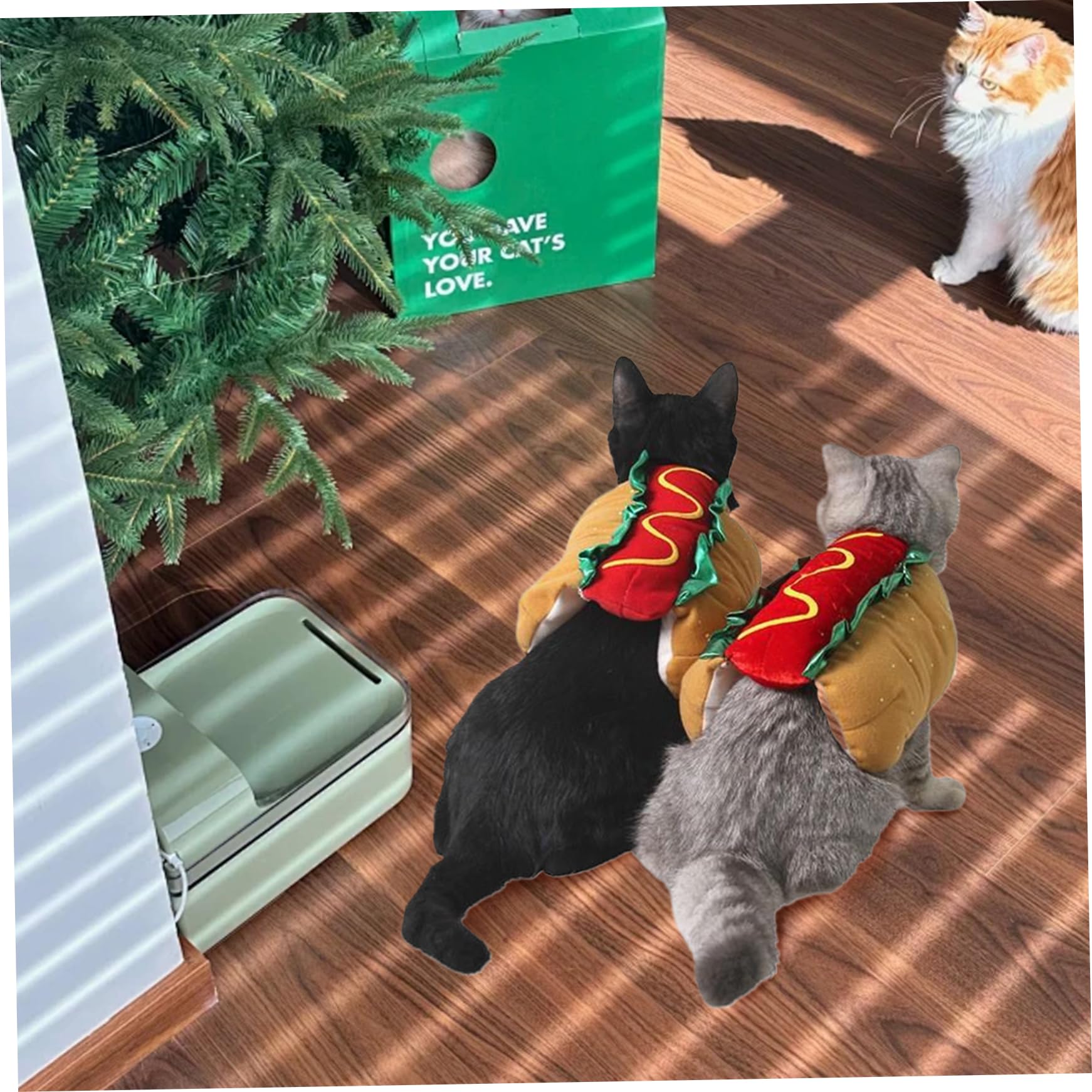 Hotdog-Hundekostüm, Hotdog-Hamburger, lustiges Hundekostüm, warme, weiche Hundebekleidung für Hunde und Katzen, Hundekleidung für Weihnachten, Halloween, Karneval, Kostümparty, XL-Hunde-Ko