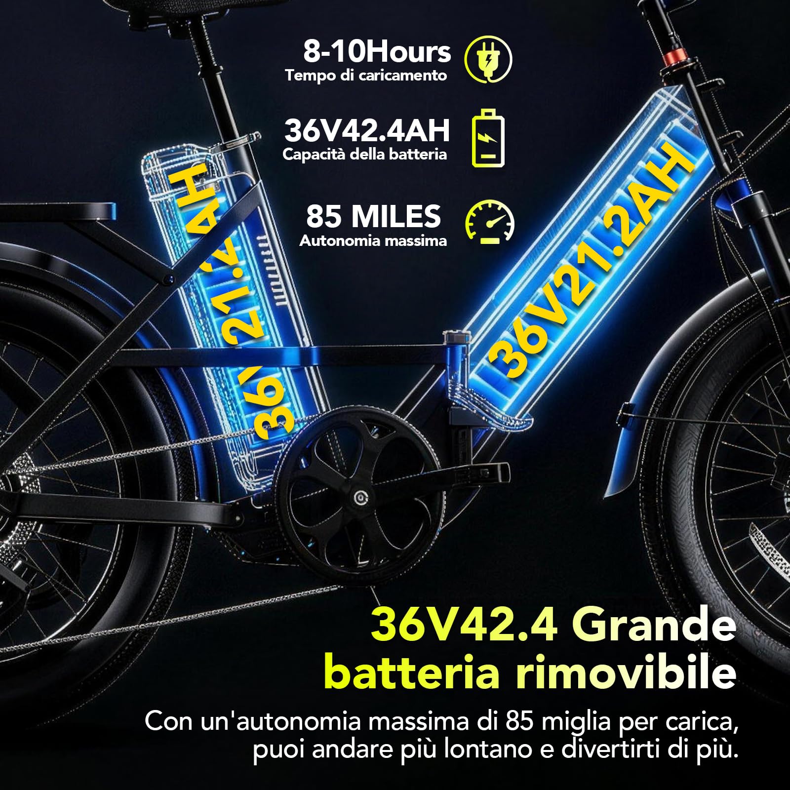 D20PRO Adult Electric Bicycle is Equipped with Single and dual 36V 20A/42.4Ah Removable Batteries, 20 x 3.0 Inch Wide Tires, and Hydraulic Brakes