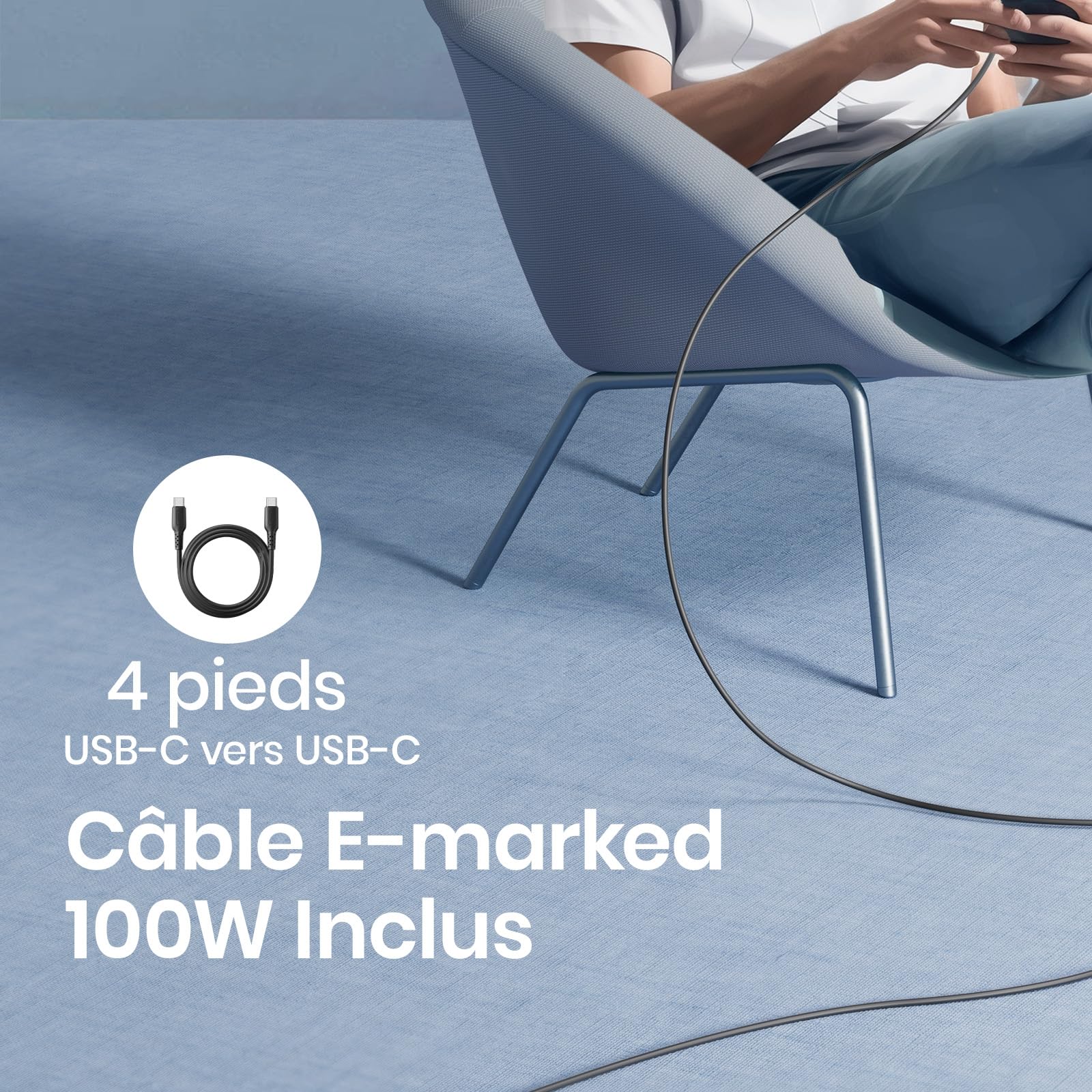 INIU 65W Chargeur USB C, Prise USB Multiple 2 Ports Chargeur Secteur, GaN Ⅱ USB Adaptateur de Charge Rapide pour MacBook iPad Pro/Air, iPhone 16 15 14 13 Pro Max, Galaxy, Google, Xiaomi, Huawei ect.
