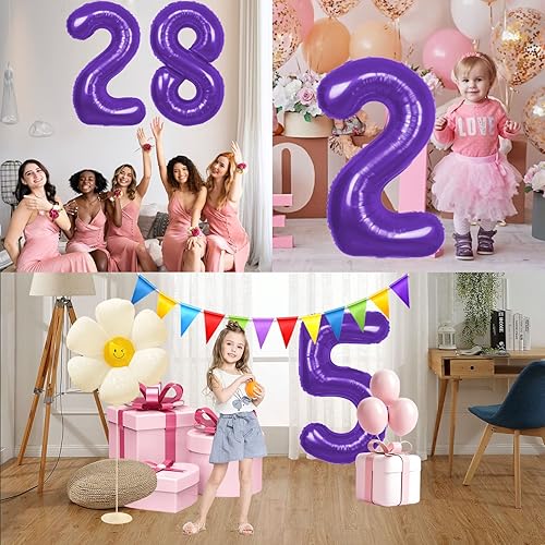 Miniatura 5 de Globos de helio de aluminio de Mylar de 40 pulgadas de tamaño extra grande con el número 7 para fiestas de cumpleaños, decoraciones de celebración