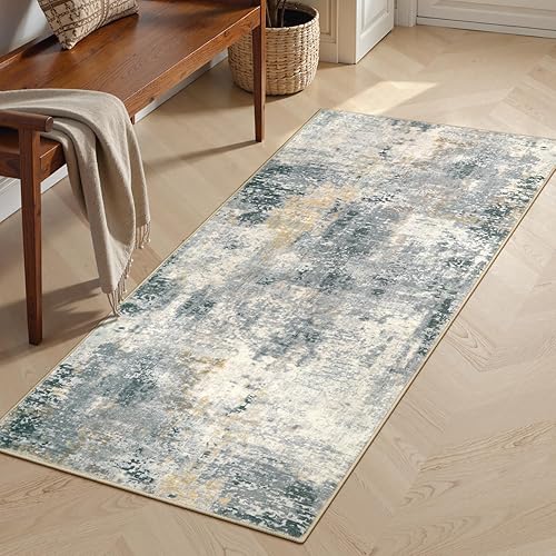 Alfombra antideslizante de 2 x 4, moderna, abstracta, pequeña, para entrada, interior, suave, con respaldo de goma, alfombras lavables para