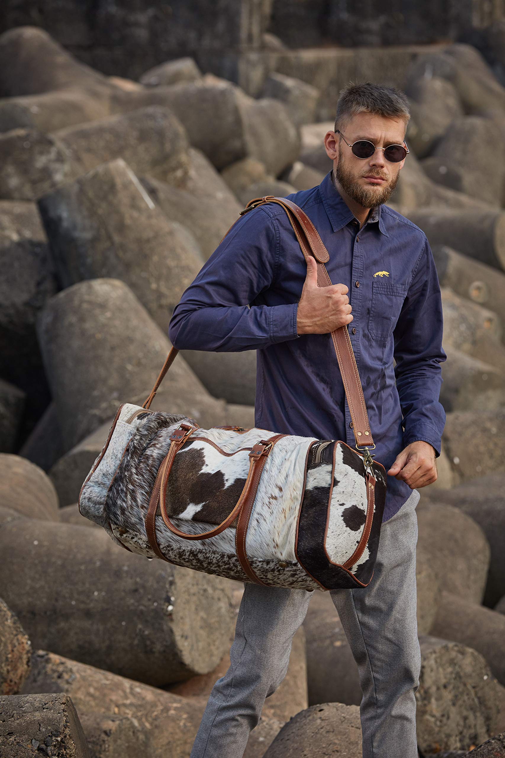 Myra Bag Amore Cowhide And Leather Duffle Travel Bag S