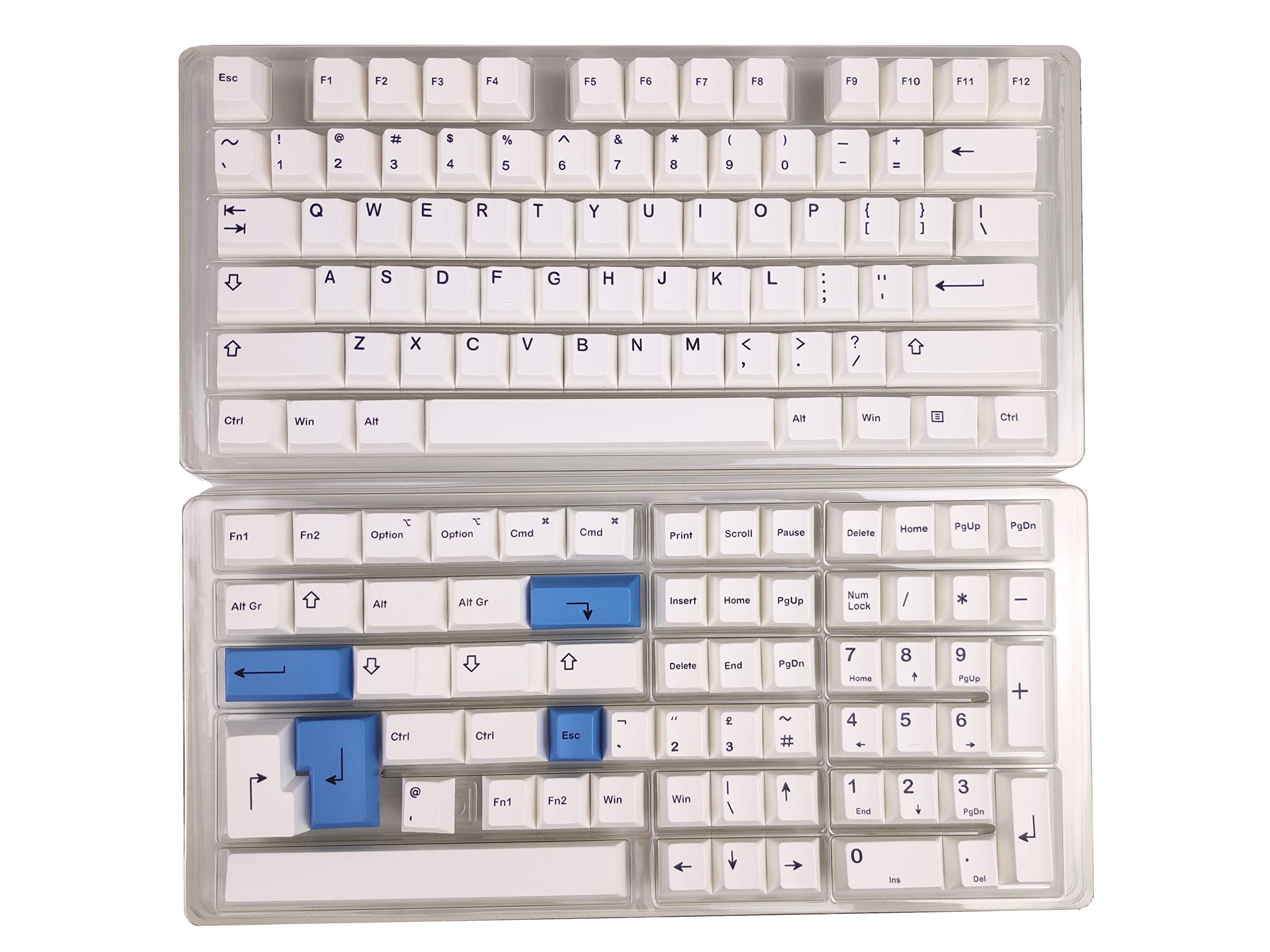 HK GAMING Custom Keycaps | Dye Sublimation PBT Keycap Set for Mechanical Keyboard | 139 Keys | Cherry Profile | ANSI US-Layout | Compatible with Cherry MX, Gateron, Kailh, Outemu | Black on White